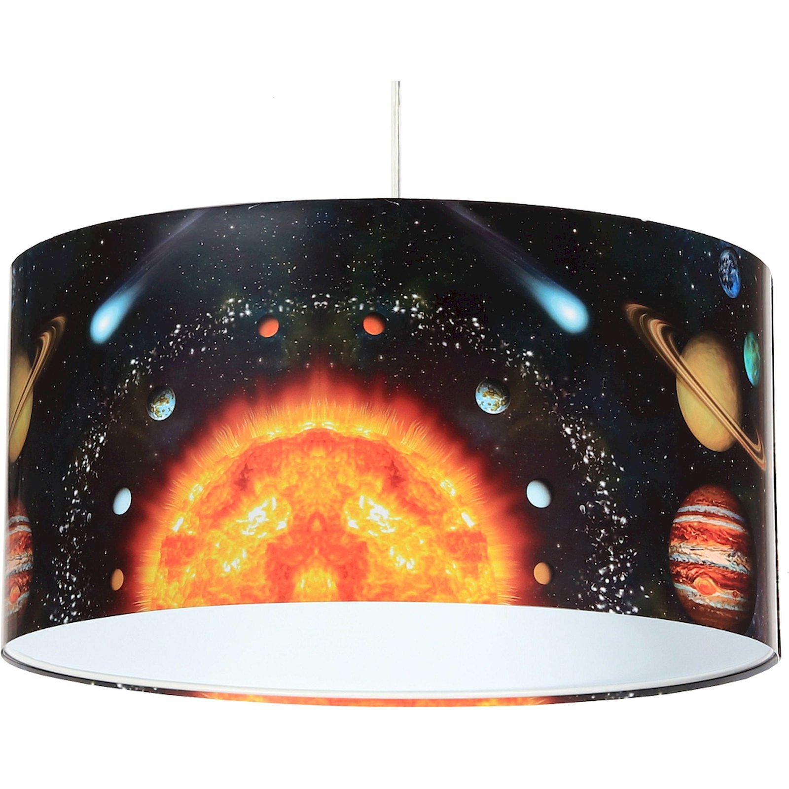 Suspension enfant abat-jour tissu noir et blanc et multicolore Ø 50 Suspension enfant abat-jour tissu noir et blanc et multicolore Ø 50