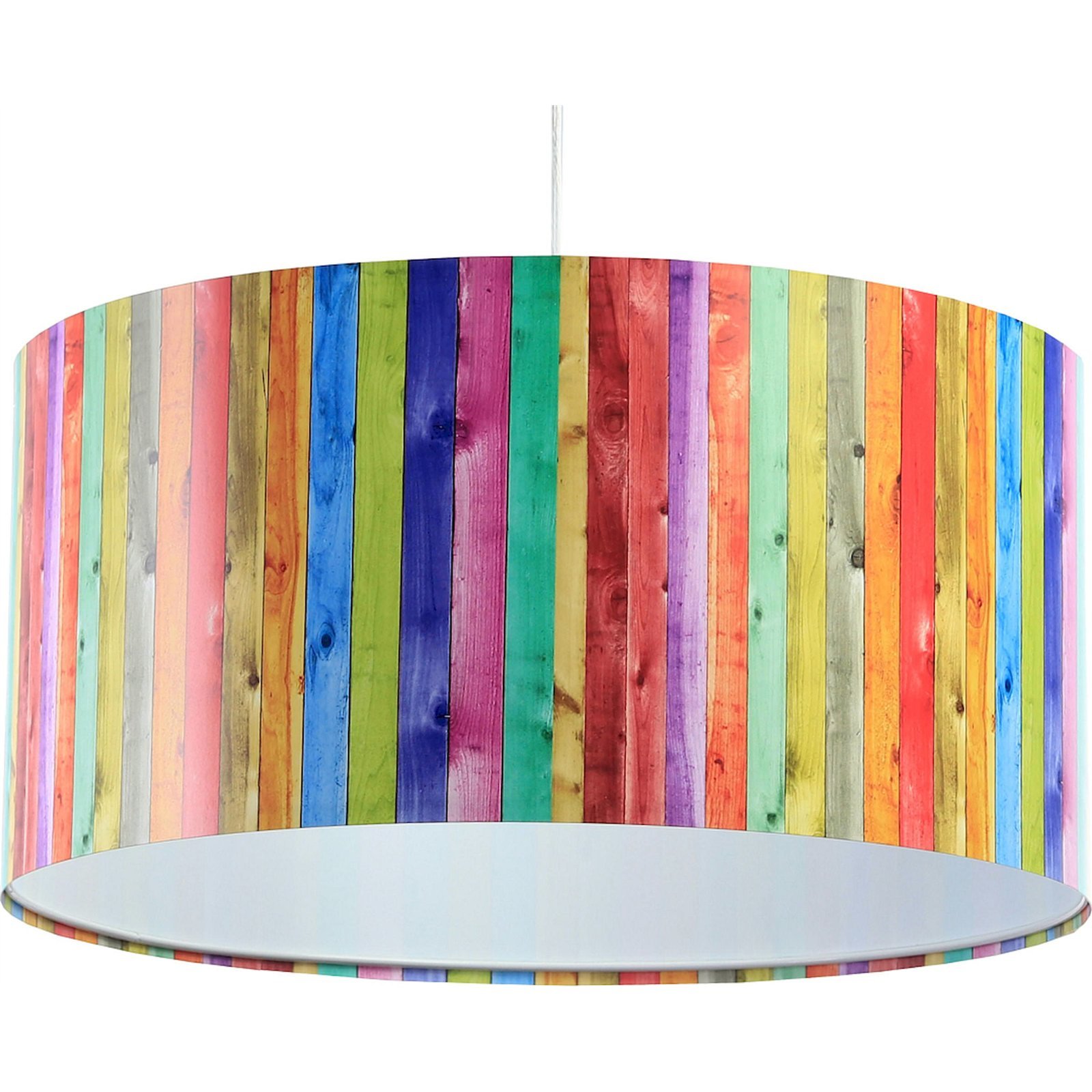 Suspension enfant abat-jour tissu multicolore et blanc Ø 40 Suspension enfant abat-jour tissu multicolore et blanc Ø 40