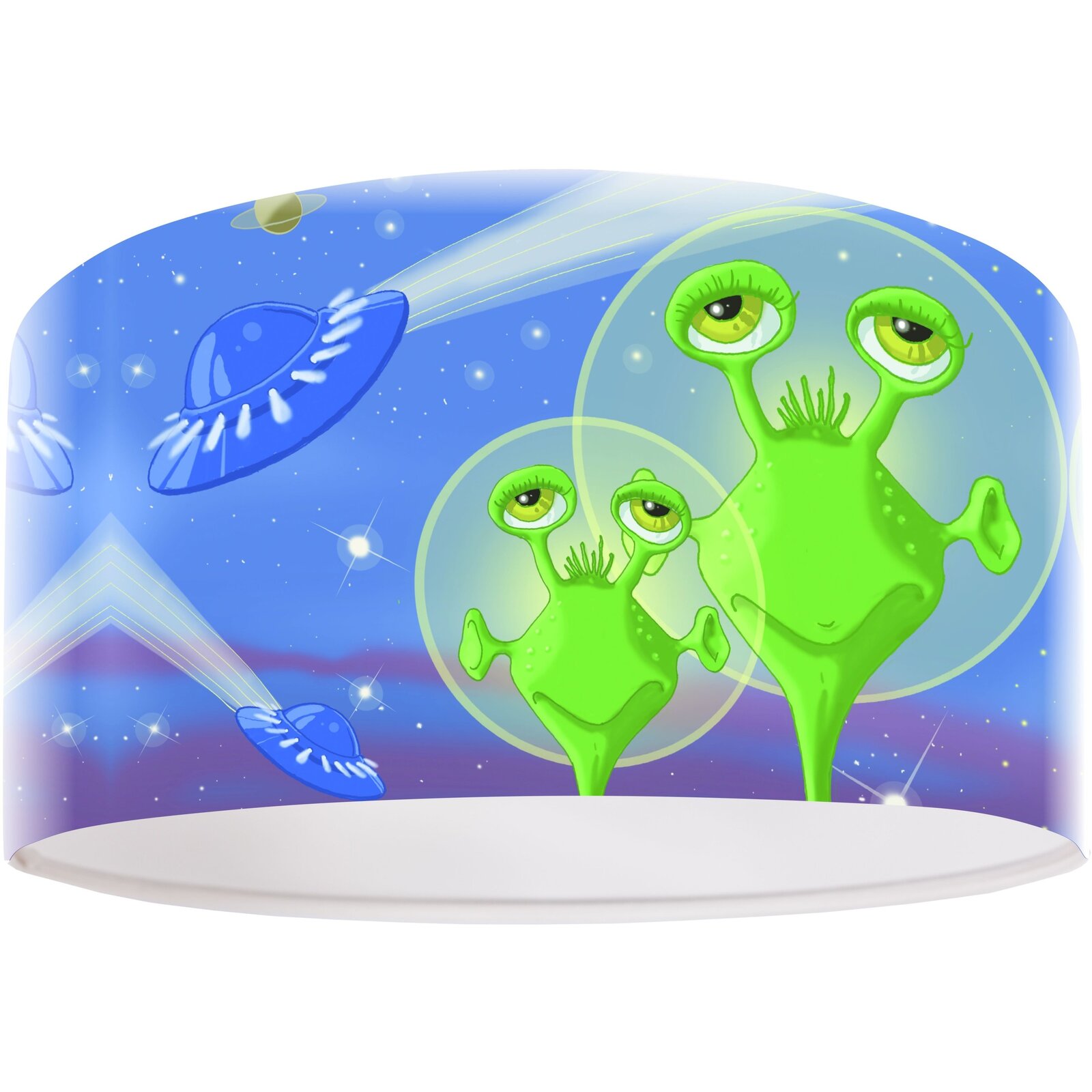Suspension enfant abat-jour tissu bleu et blanc et vert Ø 30 Suspension enfant abat-jour tissu bleu et blanc et vert Ø 30