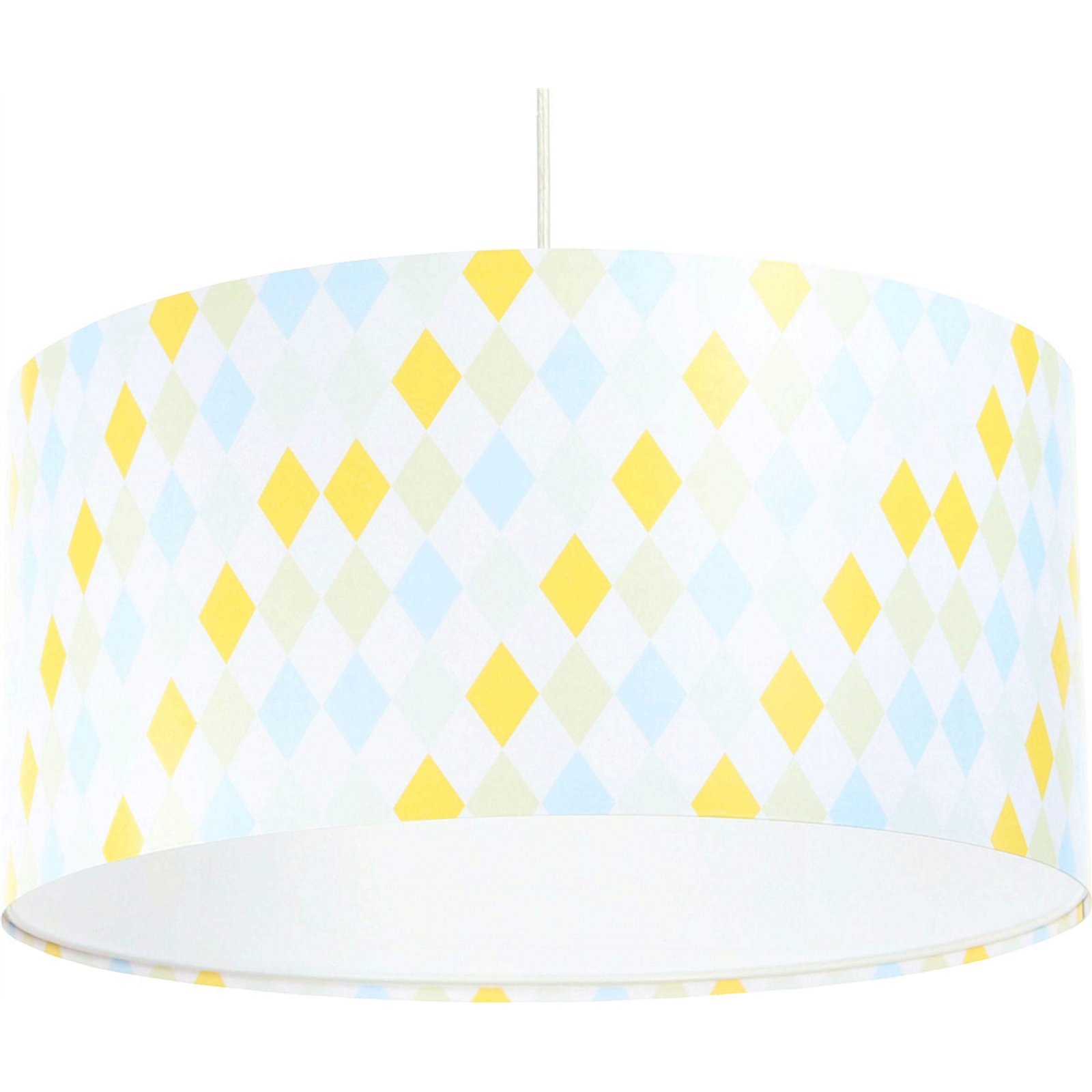Suspension enfant abat-jour tissu bleu et blanc et jaune Ø 40 Suspension enfant abat-jour tissu bleu et blanc et jaune Ø 40