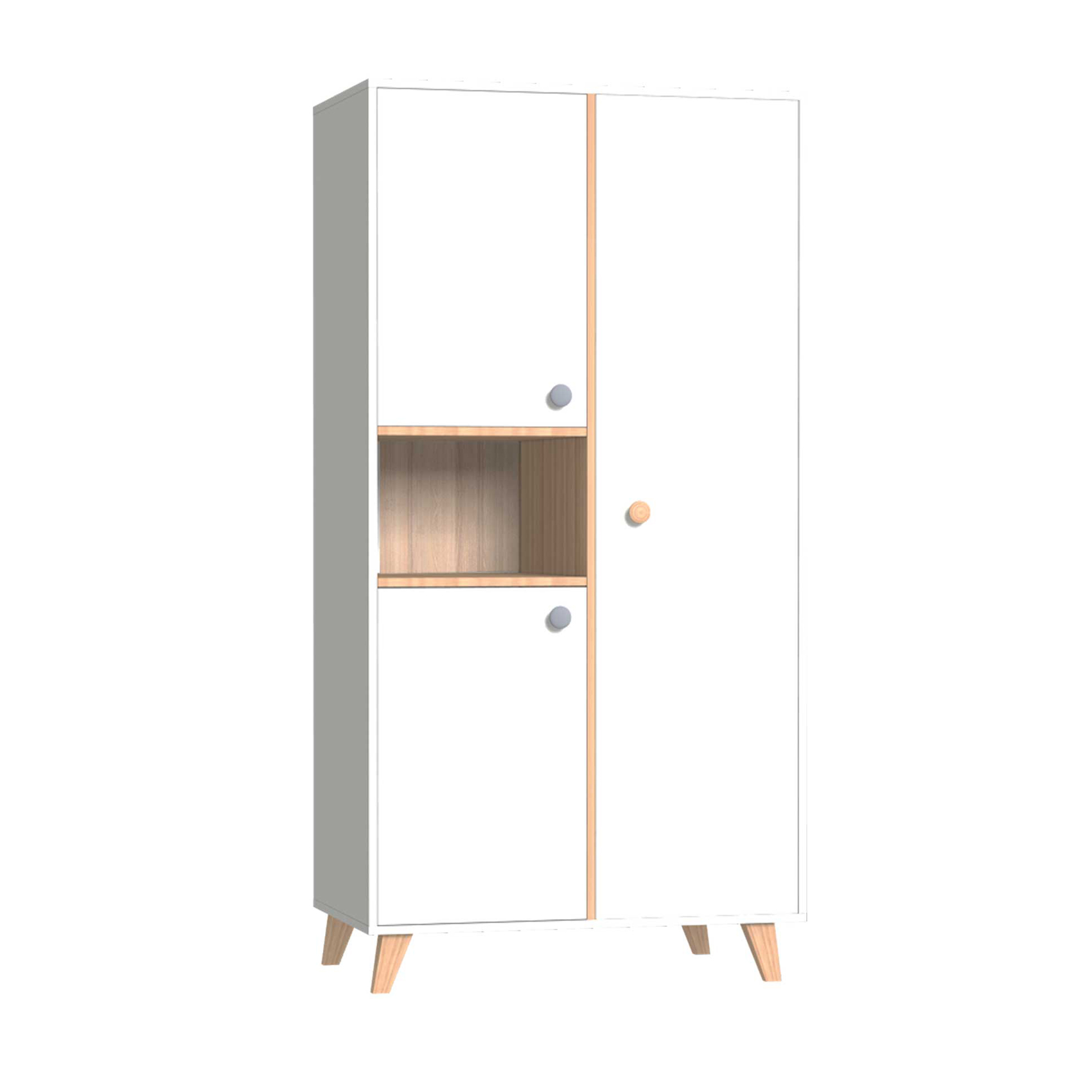 Armoire enfant avec pieds en hêtre senja blanc Armoire enfant avec pieds en hêtre senja blanc