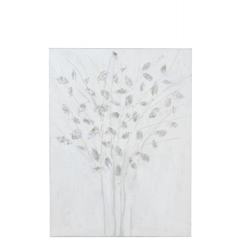 Peinture canevas bois blanc/argent 90x120cm Peinture canevas bois blanc/argent 90x120cm