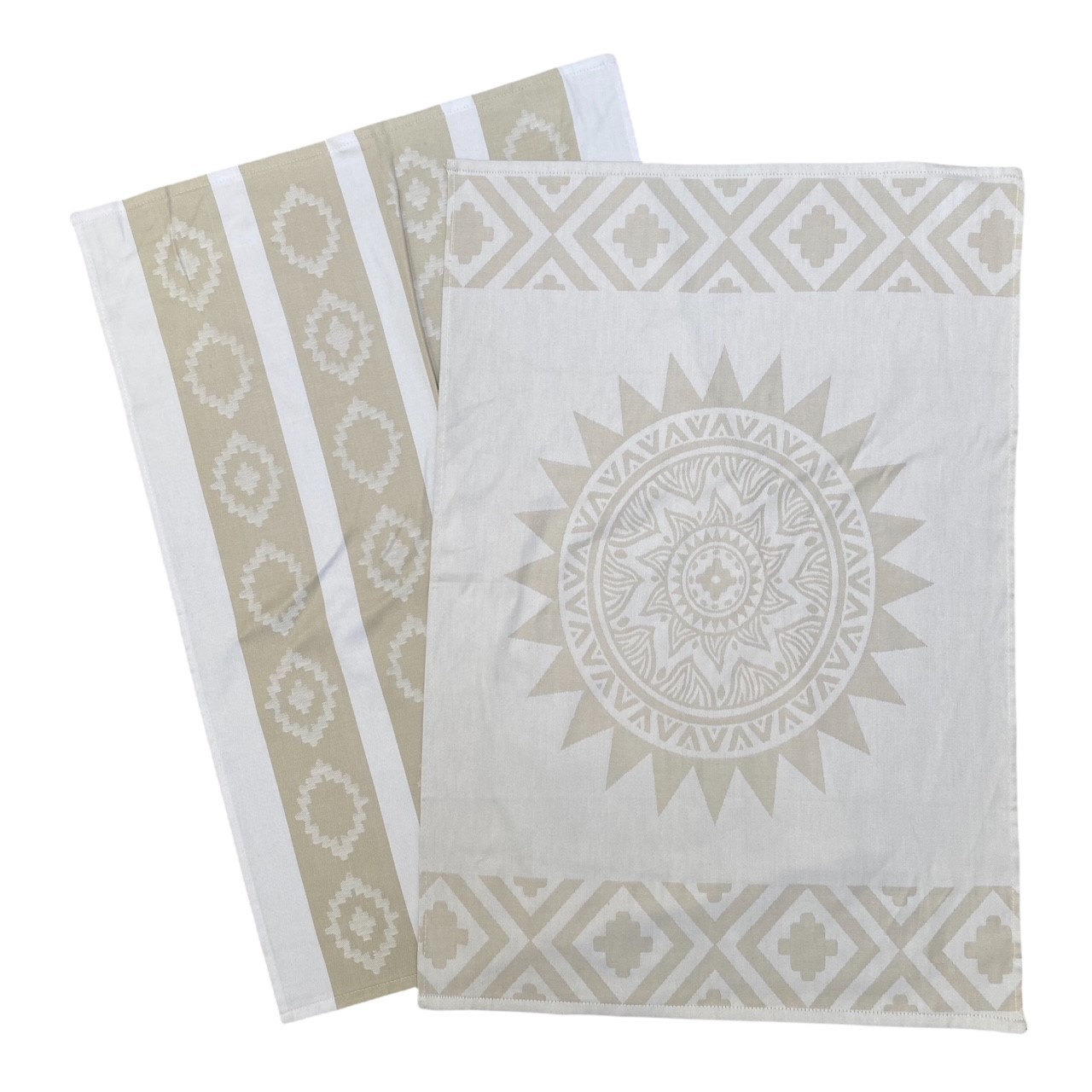 Duo torchons assortis bicolores beige Sun 50 x 70 Duo torchons assortis bicolores beige Sun 50 x 70