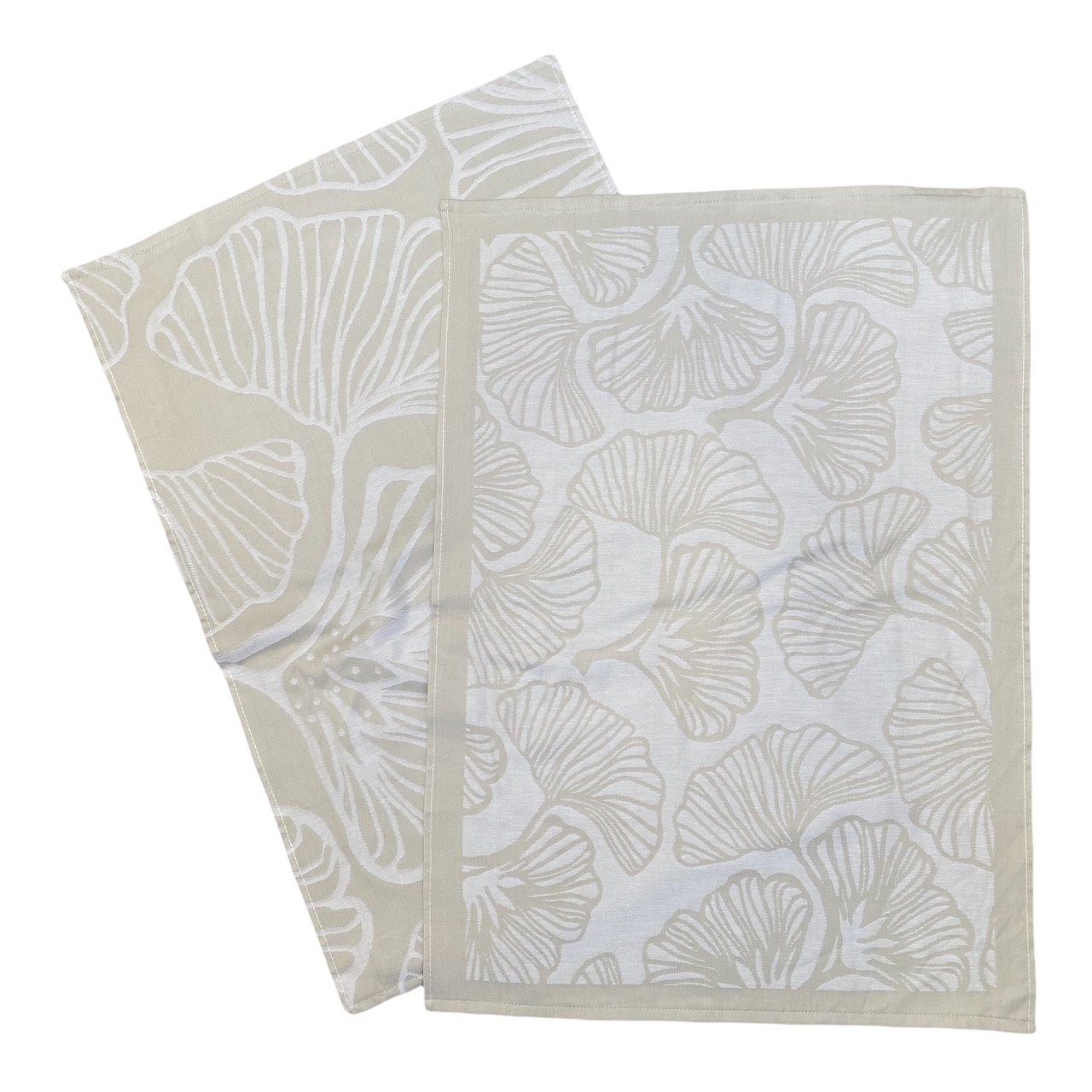 Duo torchons assortis bicolores beige Ginkos 50 x 70 Duo torchons assortis bicolores beige Ginkos 50 x 70