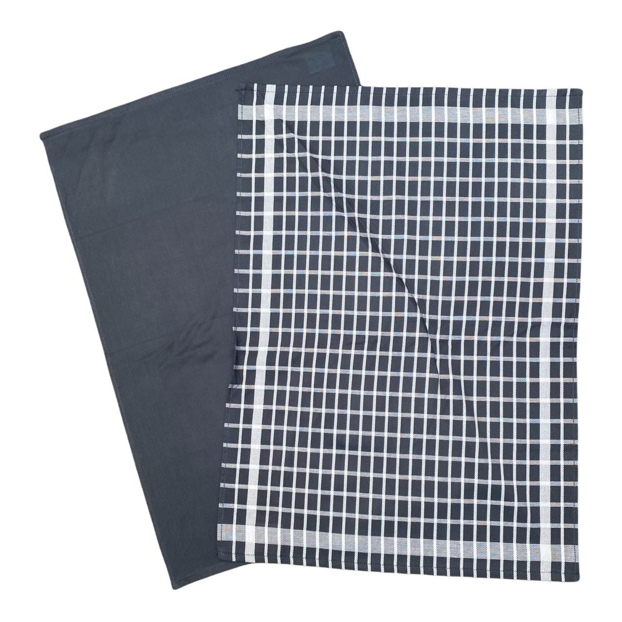 Duo torchons assortis bicolores carreaux gris Duo torchons assortis bicolores carreaux gris