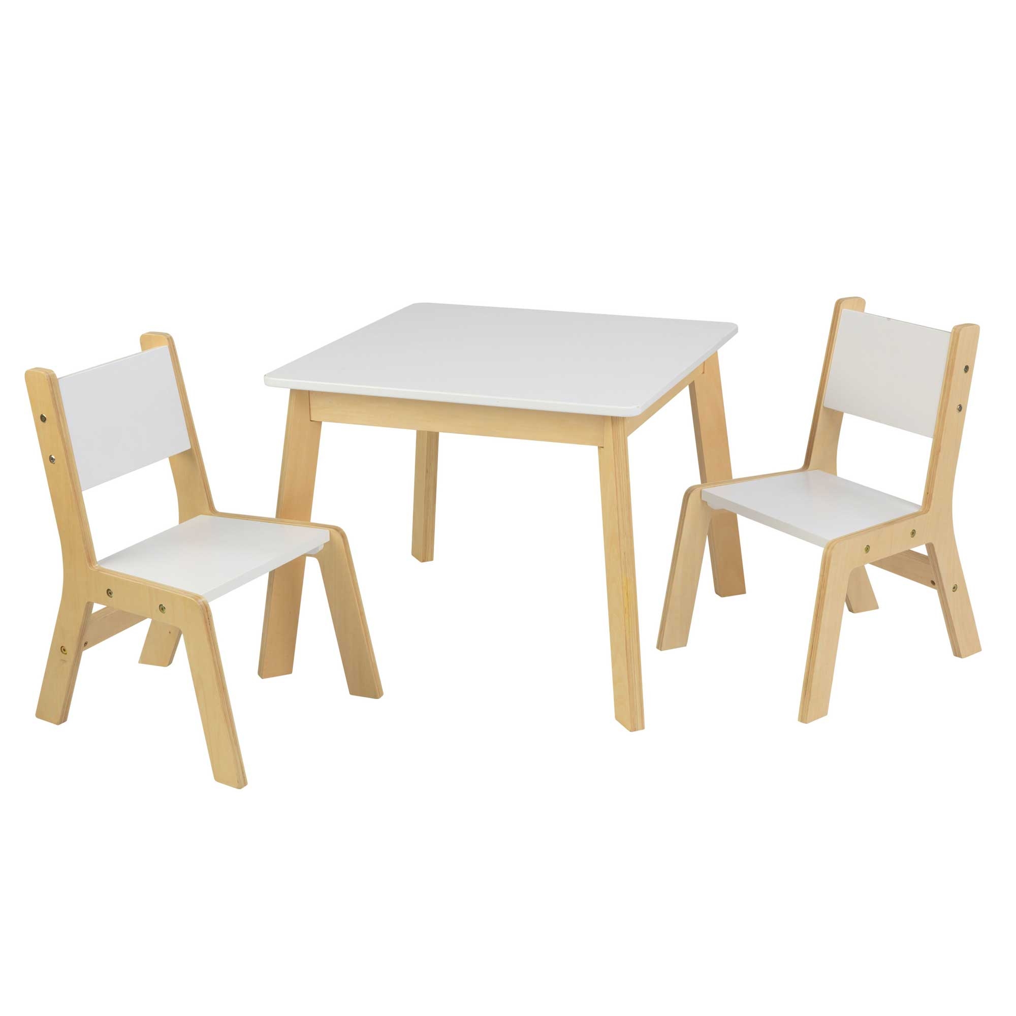 Table et chaises modernes blanches et bois naturel pour enfant