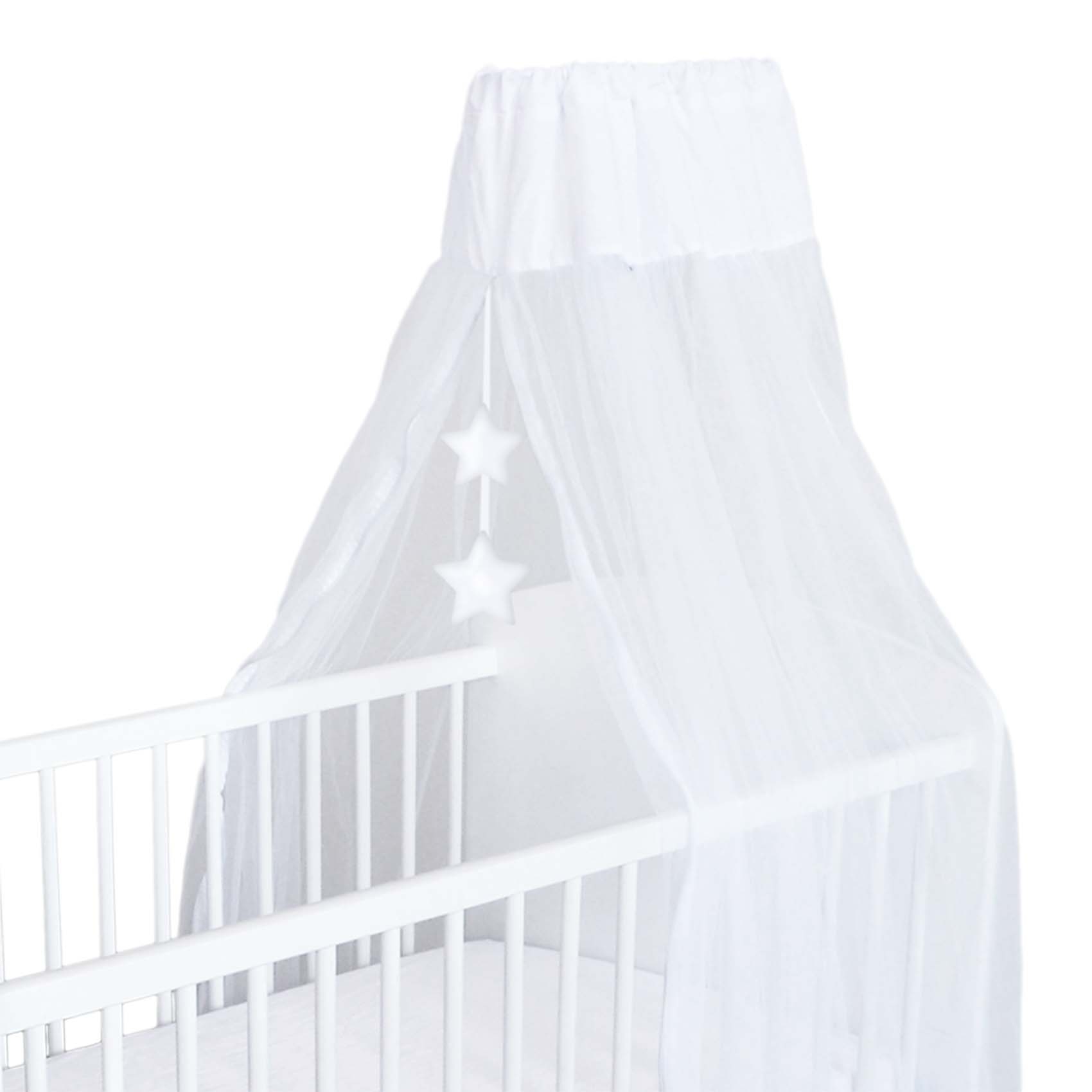 Ciel de lit enfant avec étoiles en coton Blanc 150x270