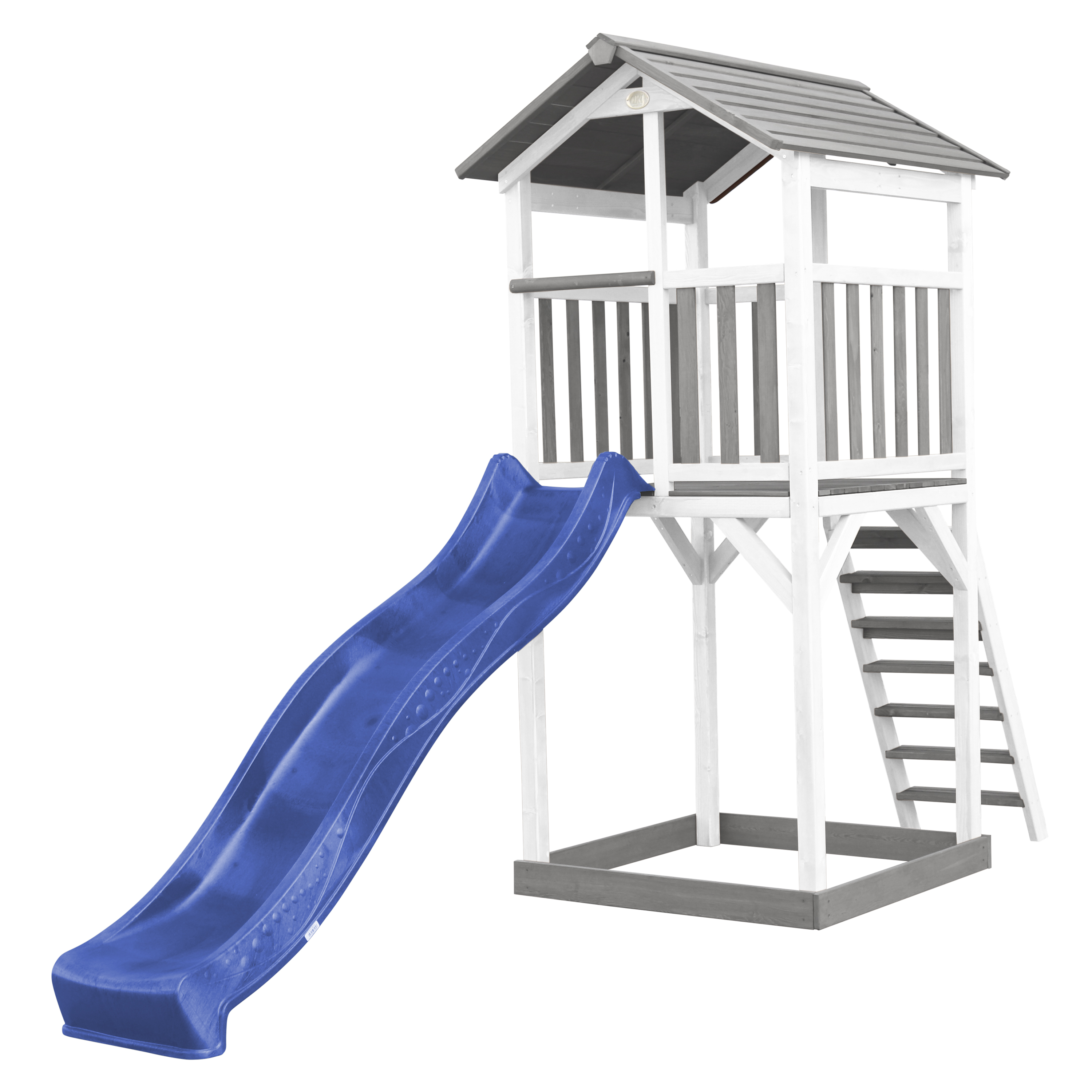 Tour de jeux en bois blanc toboggan bleu Tour de jeux en bois blanc toboggan bleu