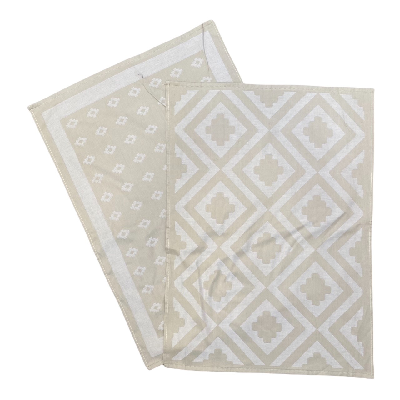 Duo torchons assortis bicolores beige Déco 50 x 70 Duo torchons assortis bicolores beige Déco 50 x 70
