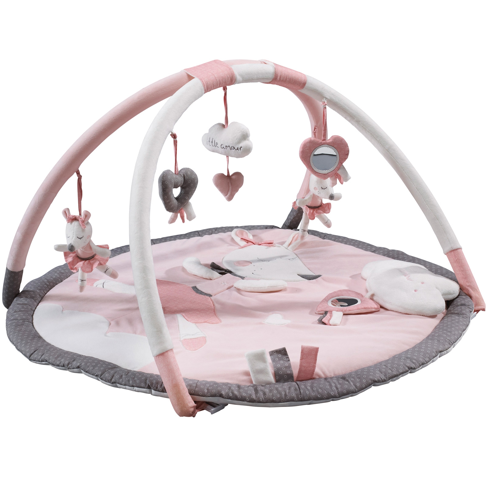Tapis d'éveil et souris danseuse en velours rose Tapis d'éveil et souris danseuse en velours rose