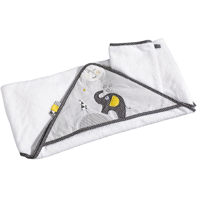 Sortie de bain 75x75cm et son gant en coton blanc Sortie de bain 75x75cm et son gant en coton blanc