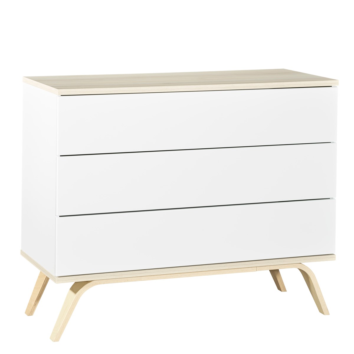 Commode 3 tiroirs en bois blanc Commode 3 tiroirs en bois blanc