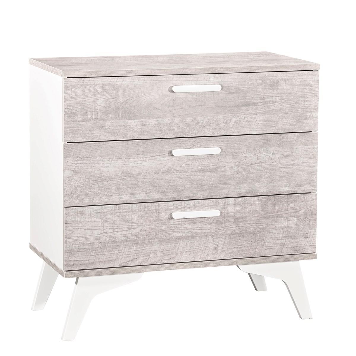 Commode 3 tiroirs en bois gris Commode 3 tiroirs en bois gris