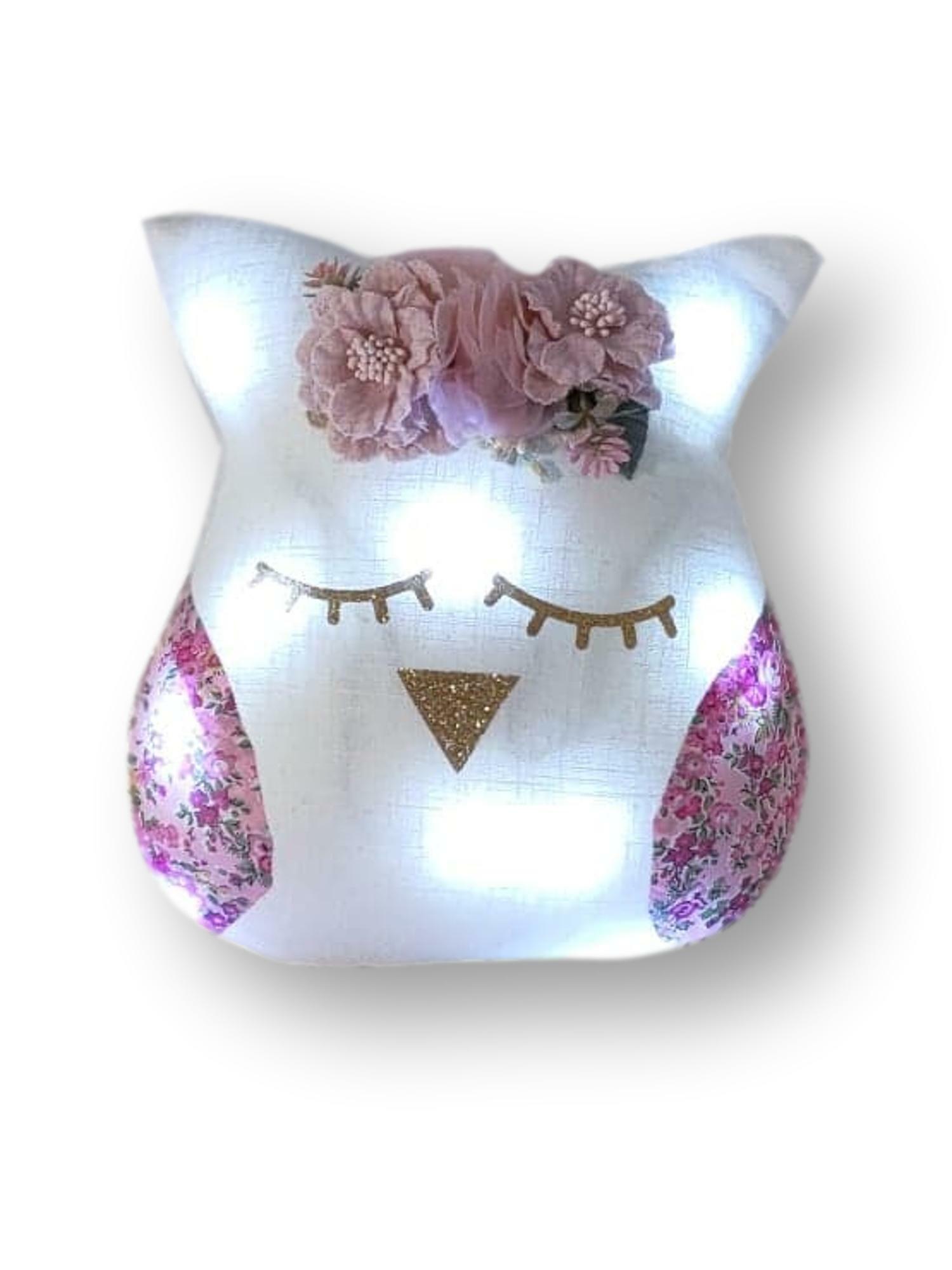 Veilleuse chouette enfant fleurs roses Veilleuse chouette enfant fleurs roses