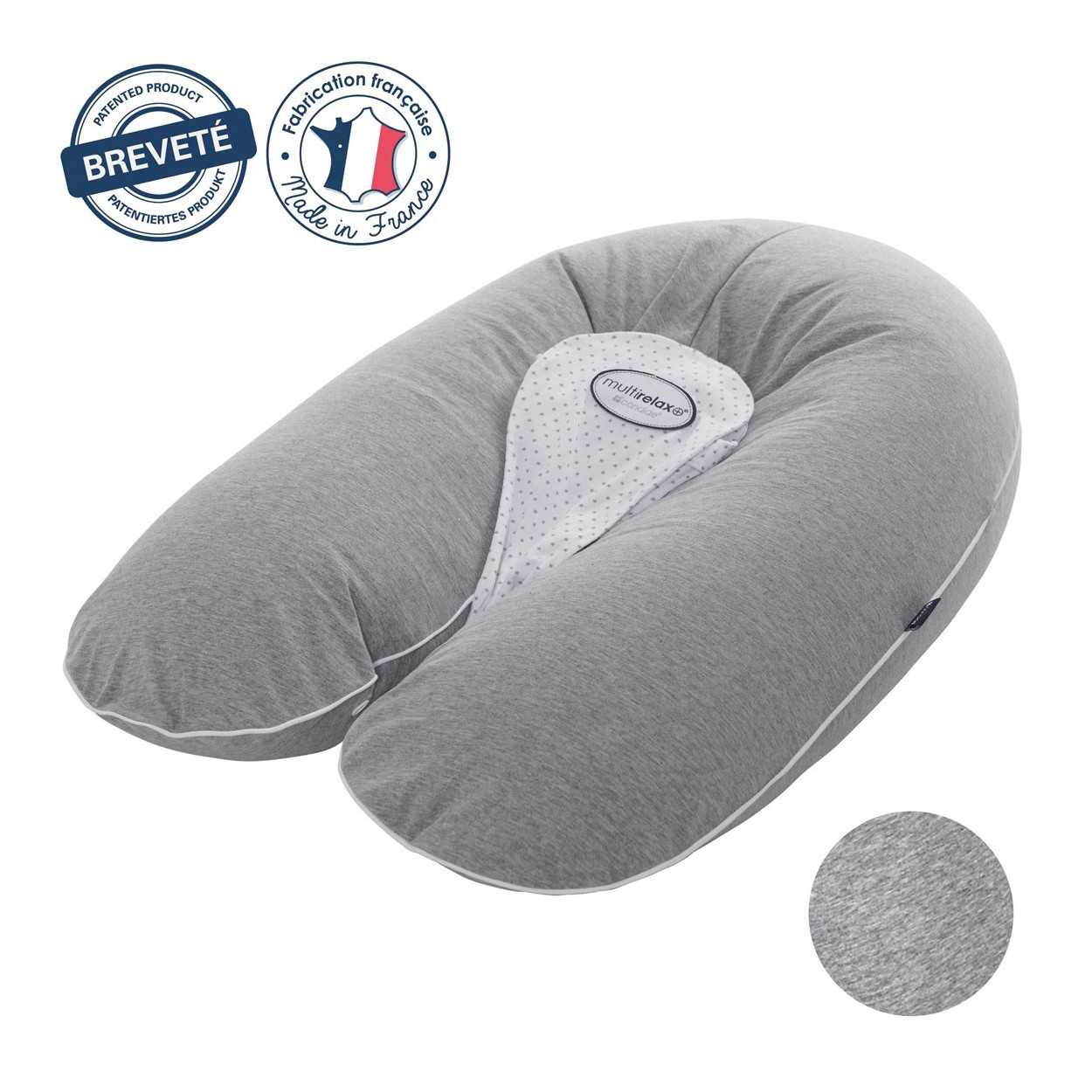 Coussin de maternité Multirelax jersey gris chiné/étoiles Coussin de maternité Multirelax jersey gris chiné/étoiles