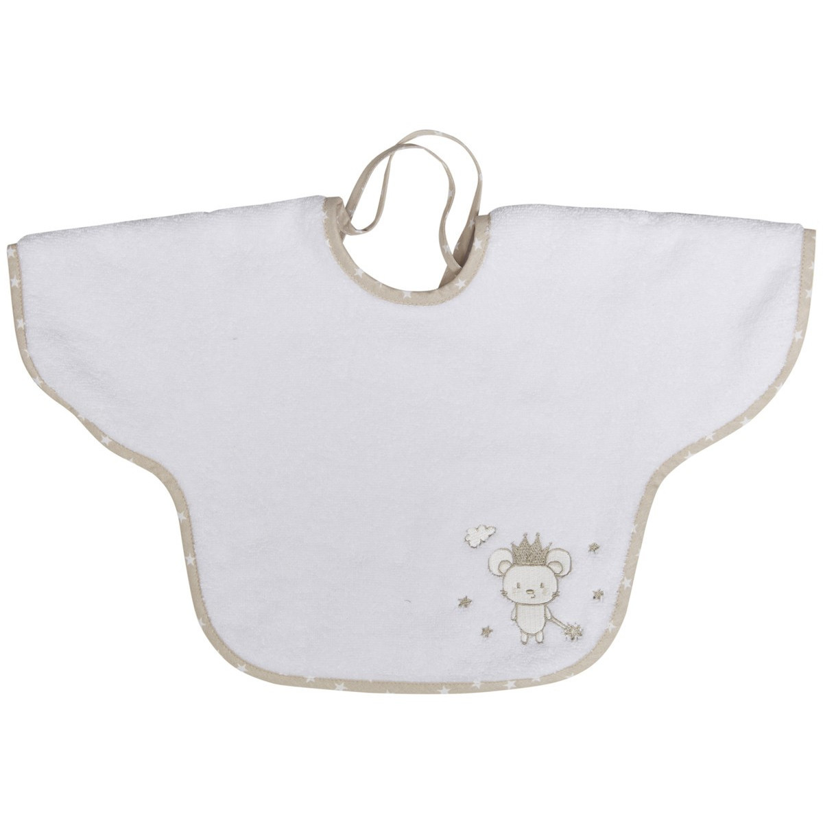 Bavoir à manches en coton peigné Blanc 24x36 cm Bavoir à manches en coton peigné Blanc 24x36 cm