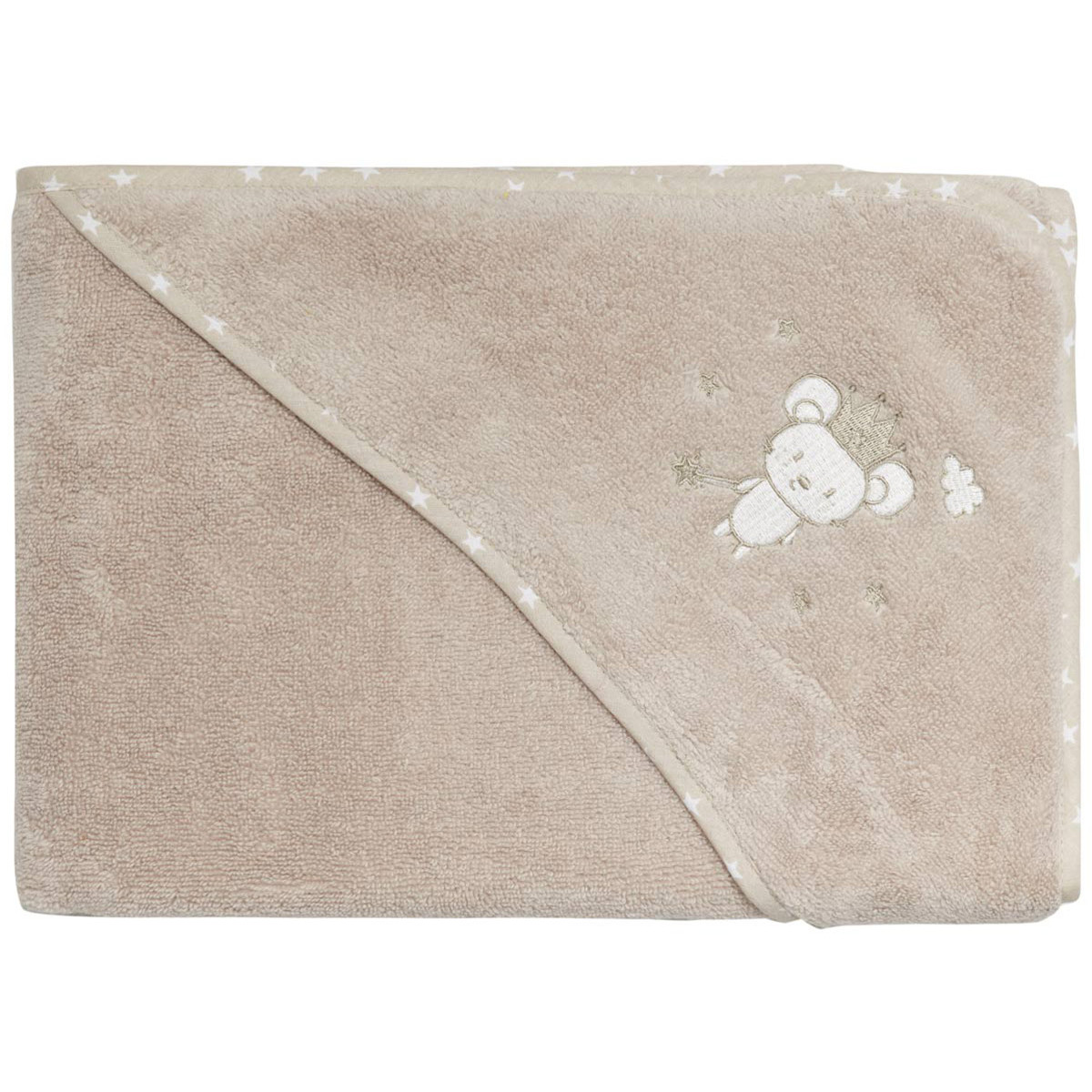 Cape de bain bébé en coton peigné sable 75x75 cm Cape de bain bébé en coton peigné sable 75x75 cm
