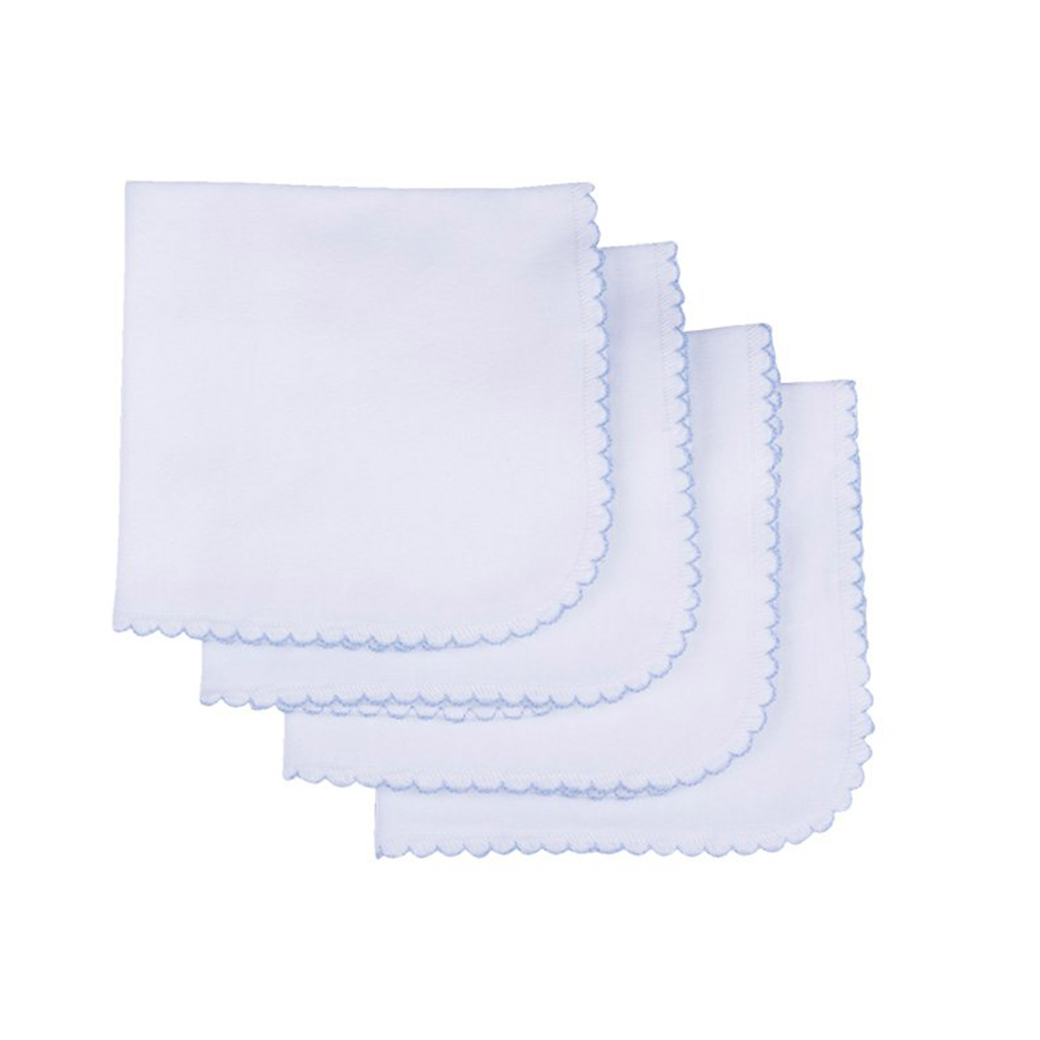 Lingettes lavables en coton biologique (lot de 4) blanc et bleu bébé Lingettes lavables en coton biologique (lot de 4) blanc et bleu bébé