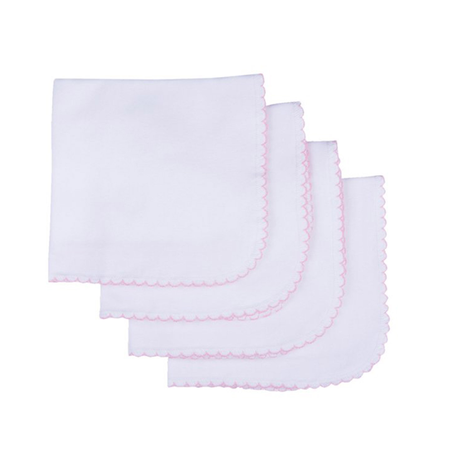 Lingettes lavables en coton biologique (lot de 4) blanc et rose bébé Lingettes lavables en coton biologique (lot de 4) blanc et rose bébé