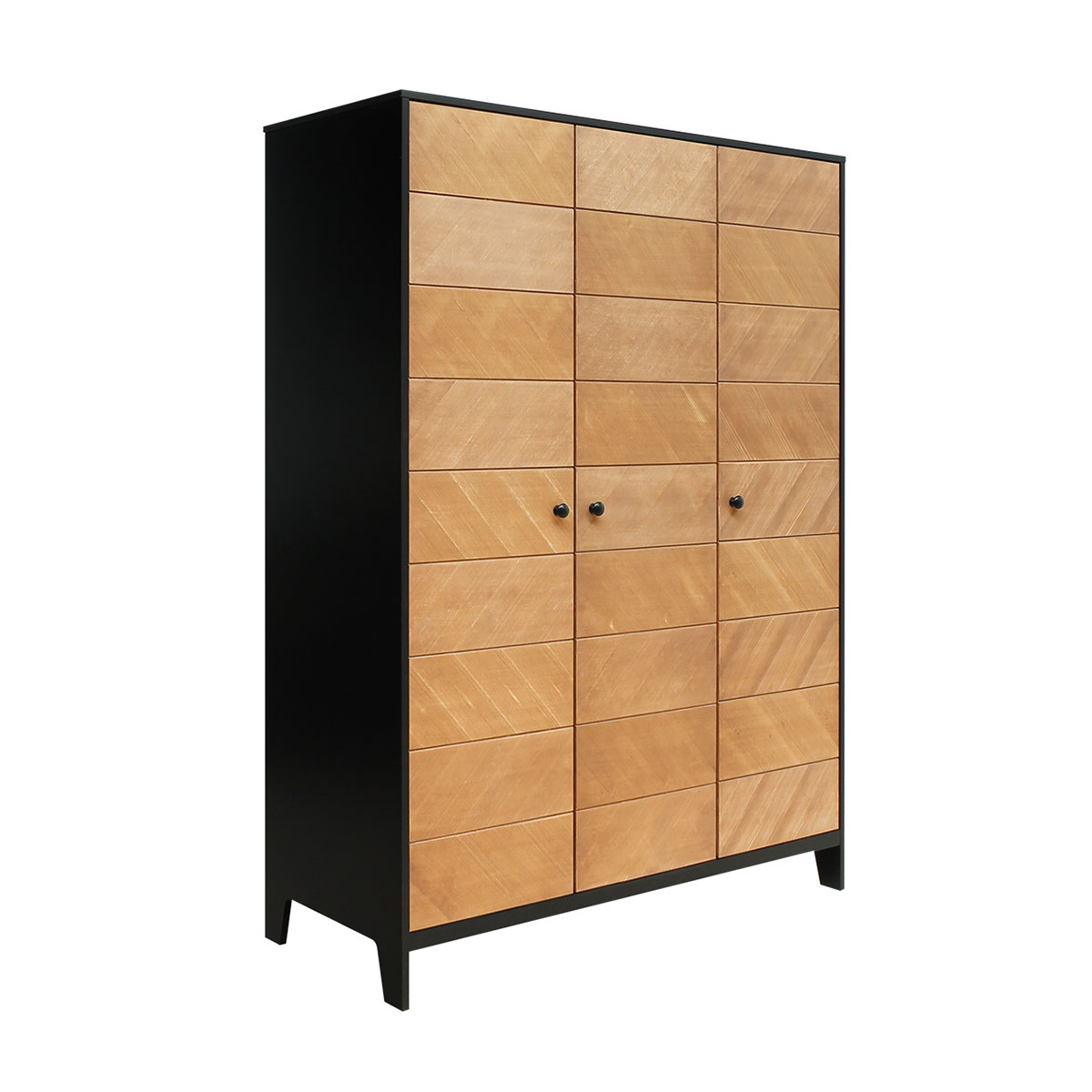 Armoire 3 portes noir bois naturel Armoire 3 portes noir bois naturel