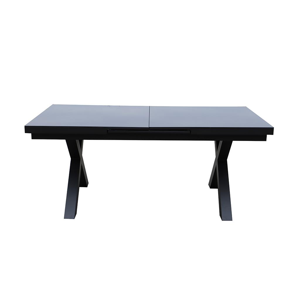 Table de jardin extensible aluminium et verre gris 10 personnes