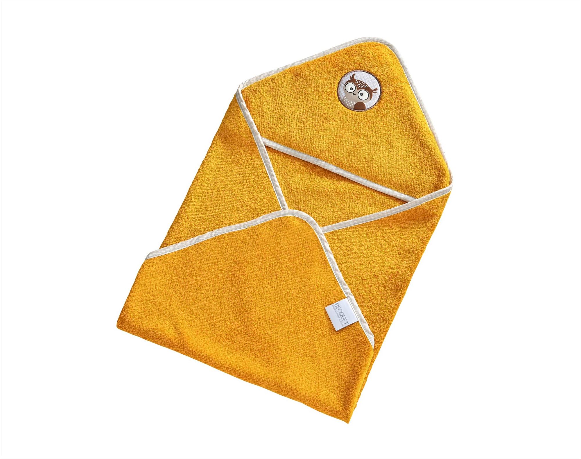 Cape de bain bébé jaune 70x70 en coton Cape de bain bébé jaune 70x70 en coton