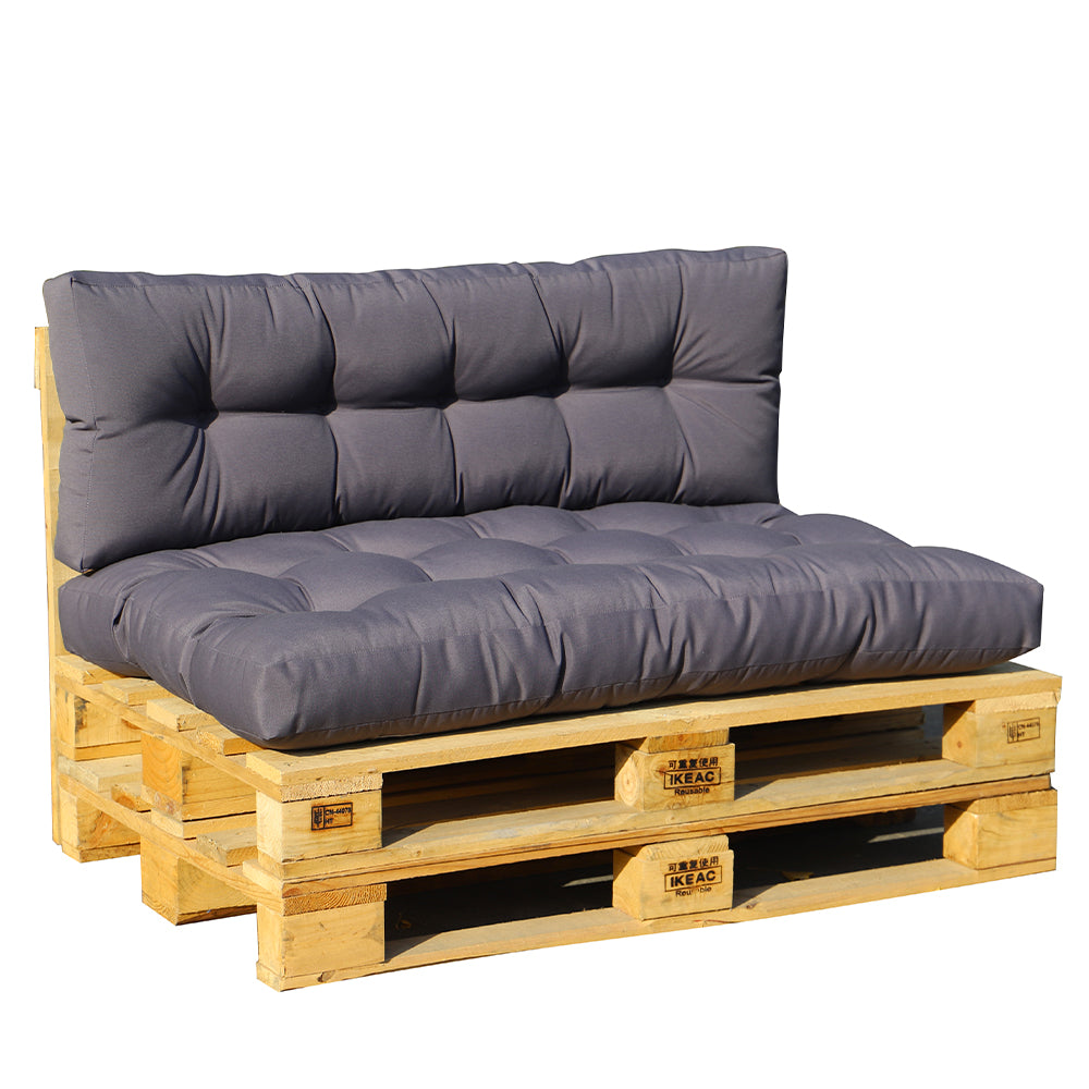 Set 2 coussins palette d'extérieur polyester gris anthracite Set 2 coussins palette d'extérieur polyester gris anthracite