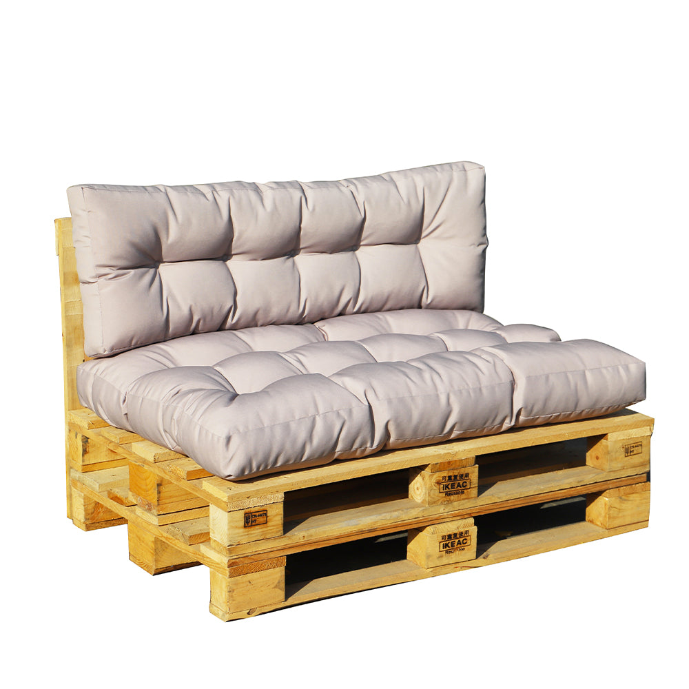 Set 2 coussins d'extérieur haute densité pour palette taupe Set 2 coussins d'extérieur haute densité pour palette taupe