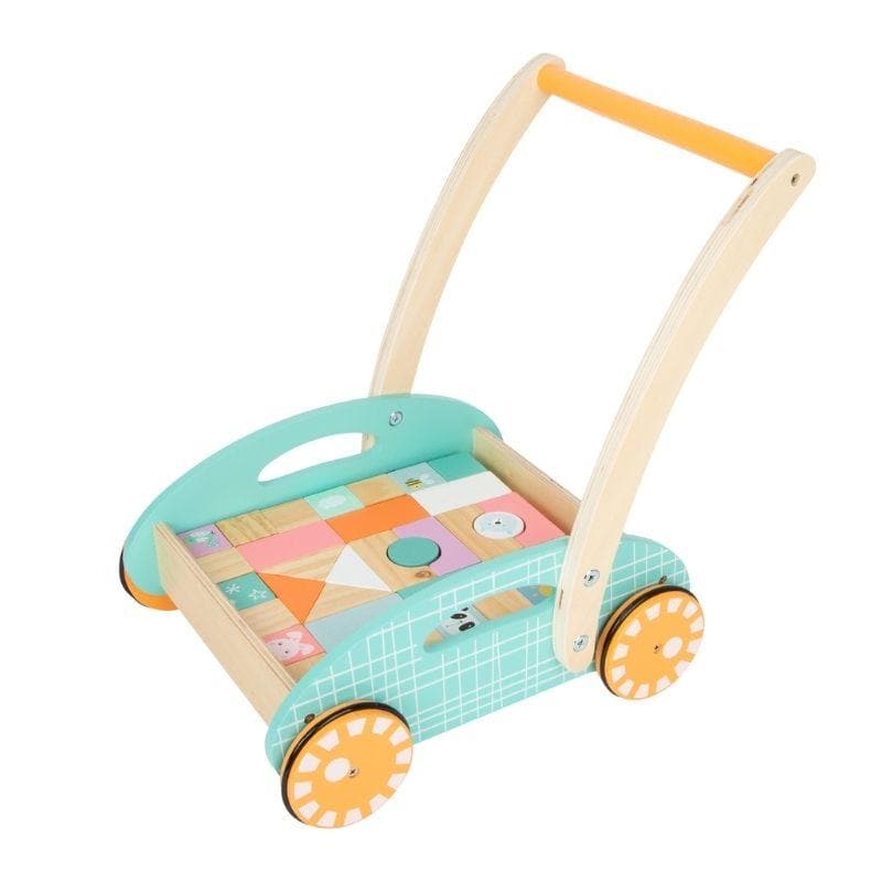 Chariot de marche en bois multicolor Chariot de marche en bois multicolor