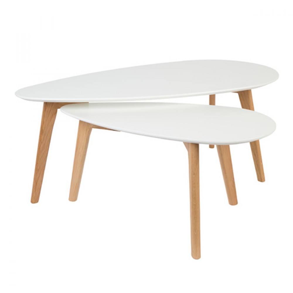 2 tables basses laquées blanc et bois clair 2 tables basses laquées blanc et bois clair