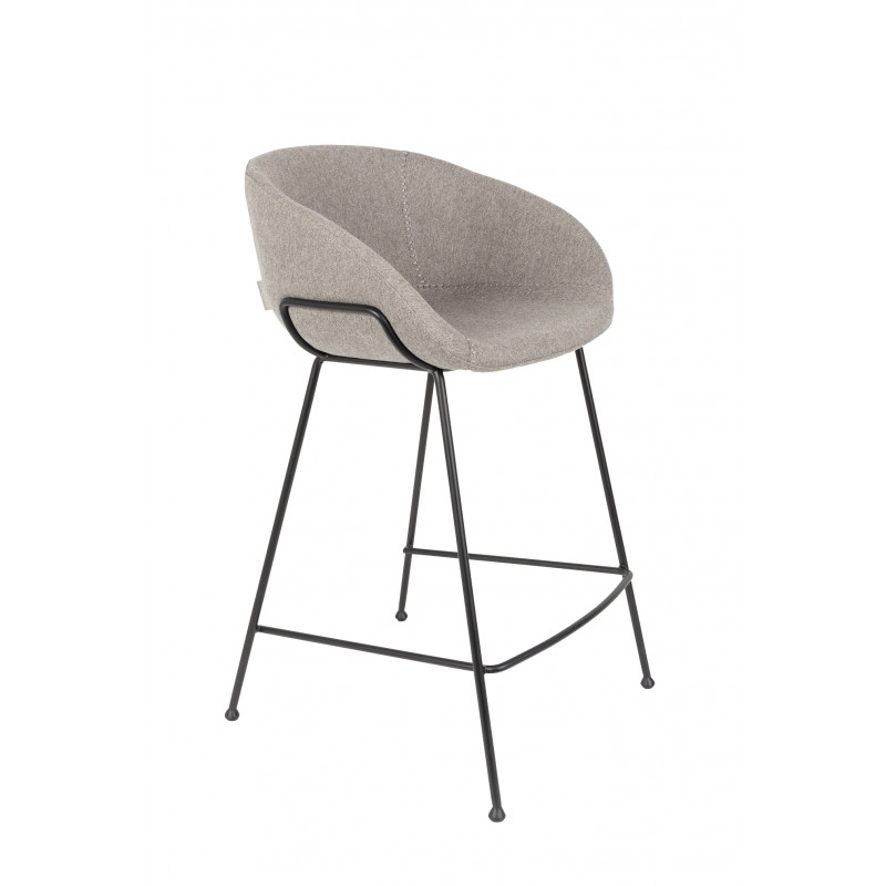 Tabouret de comptoir en tissu gris