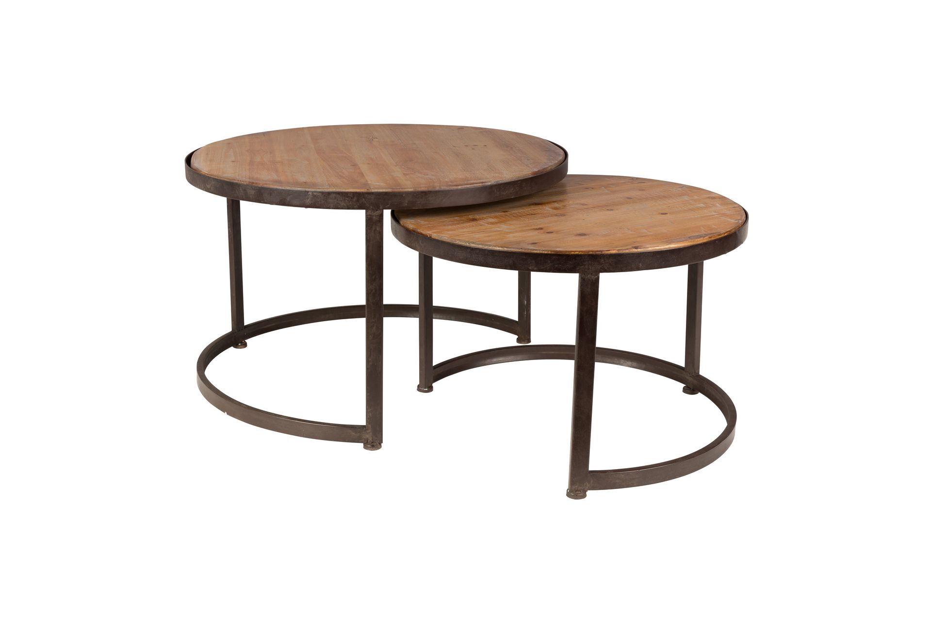 Set de 2 tables basses en bois marron Set de 2 tables basses en bois marron