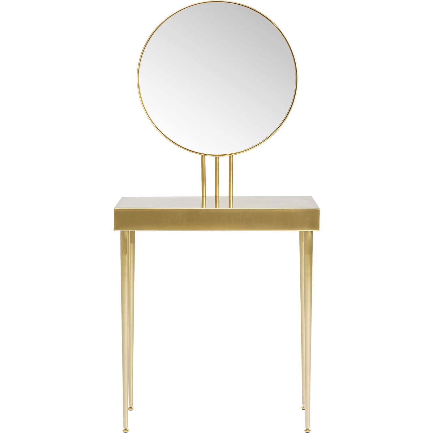 Console avec miroir en acier doré Console avec miroir en acier doré