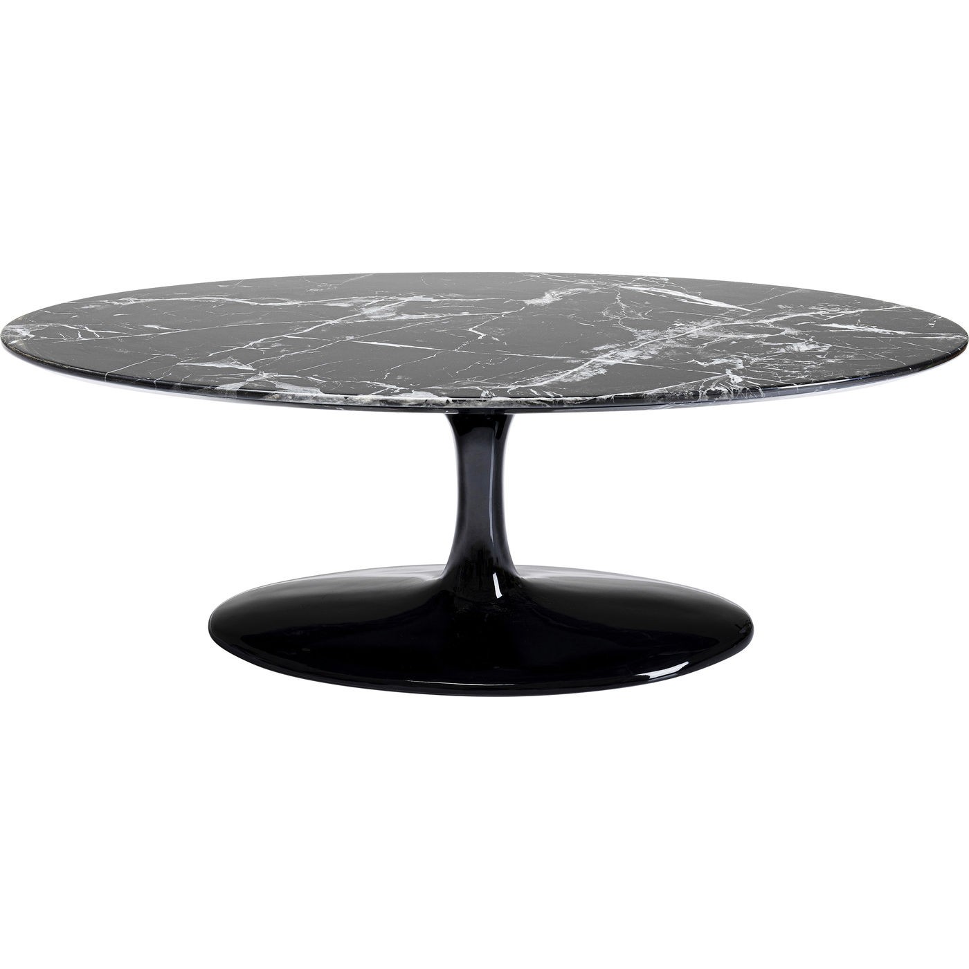 Table basse ovale effet marbre noir et fibre de verre