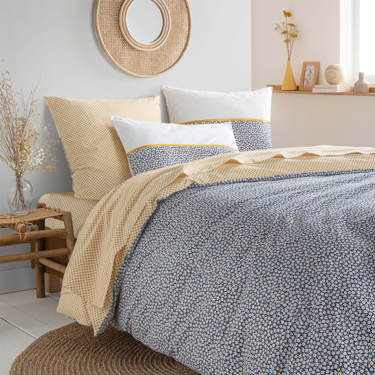 Drap plat en coton jaune 240x300 Drap plat en coton jaune 240x300