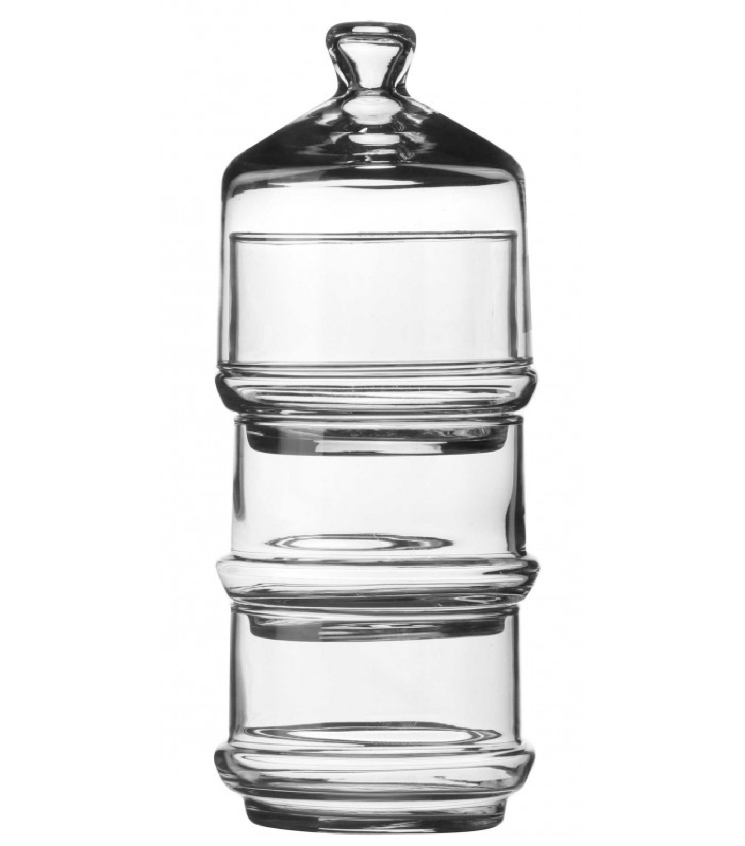 Bonbonnière en verre à 3 étages empilables avec couvercle Bonbonnière en verre à 3 étages empilables avec couvercle