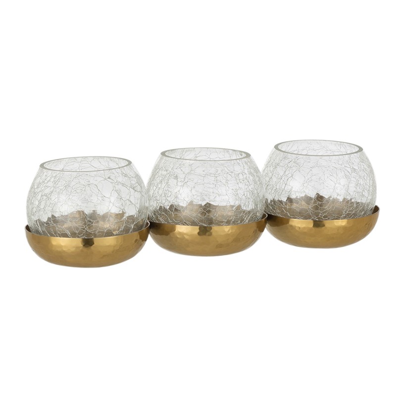 Photophore 3 boules verre/acier inoxydable or Photophore 3 boules verre/acier inoxydable or