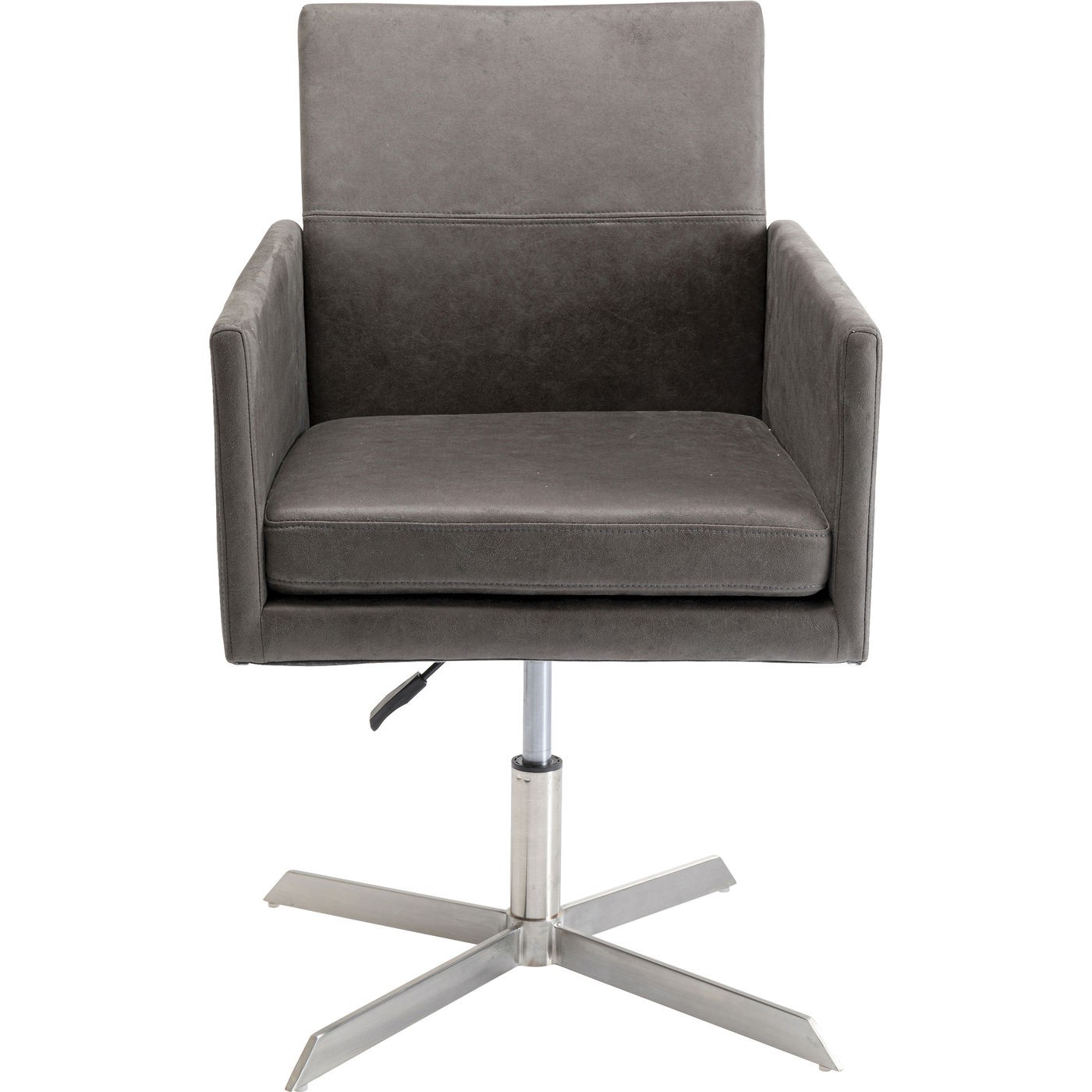 Fauteuil pivotant gris et acier chromé Fauteuil pivotant gris et acier chromé
