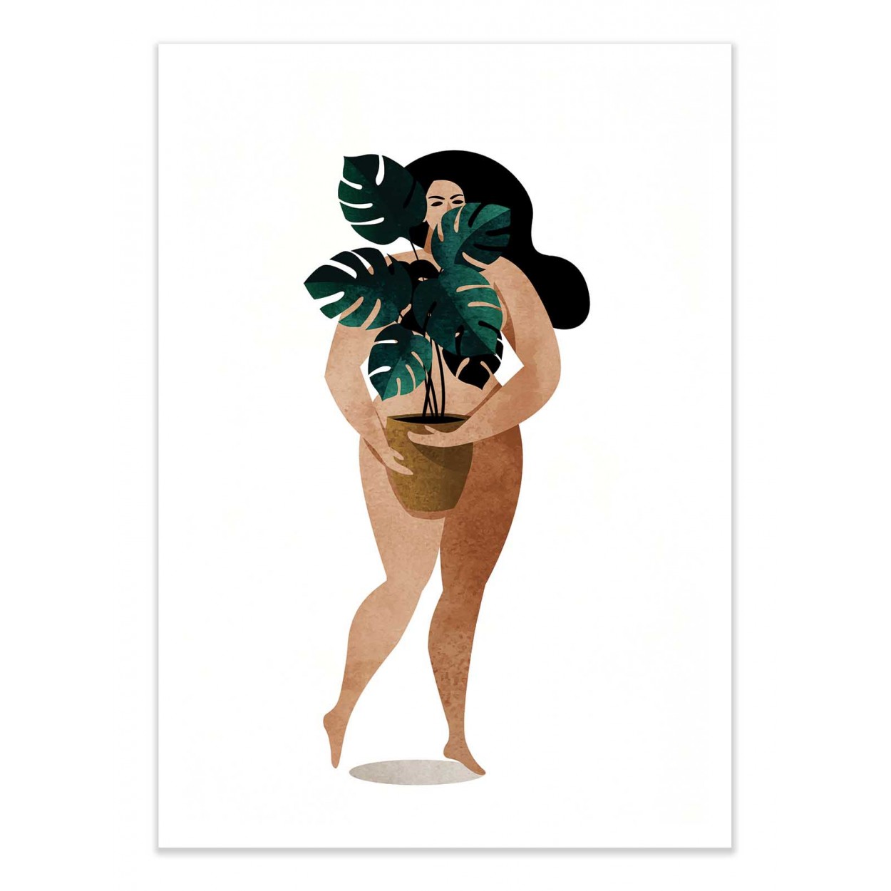 NUDE WITH PLANT - KUBISTIKA - Affiche d'art 50 x 70 cm NUDE WITH PLANT - KUBISTIKA - Affiche d'art 50 x 70 cm