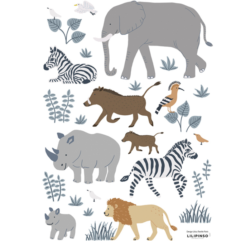 Planche de stickers animaux de la jungle multicolore Planche de stickers animaux de la jungle multicolore