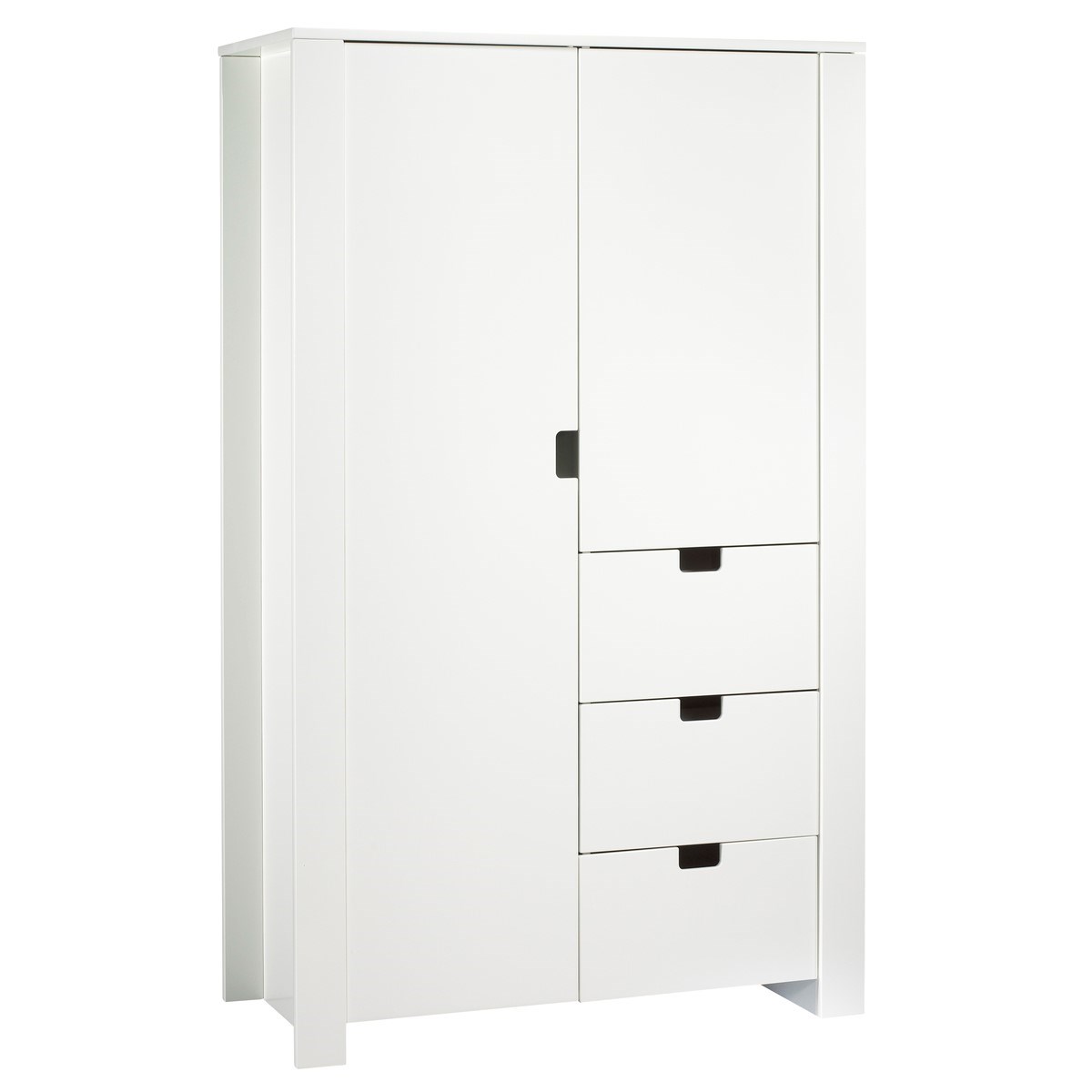 Armoire 2 portes 3 tiroirs en bois blanc Armoire 2 portes 3 tiroirs en bois blanc