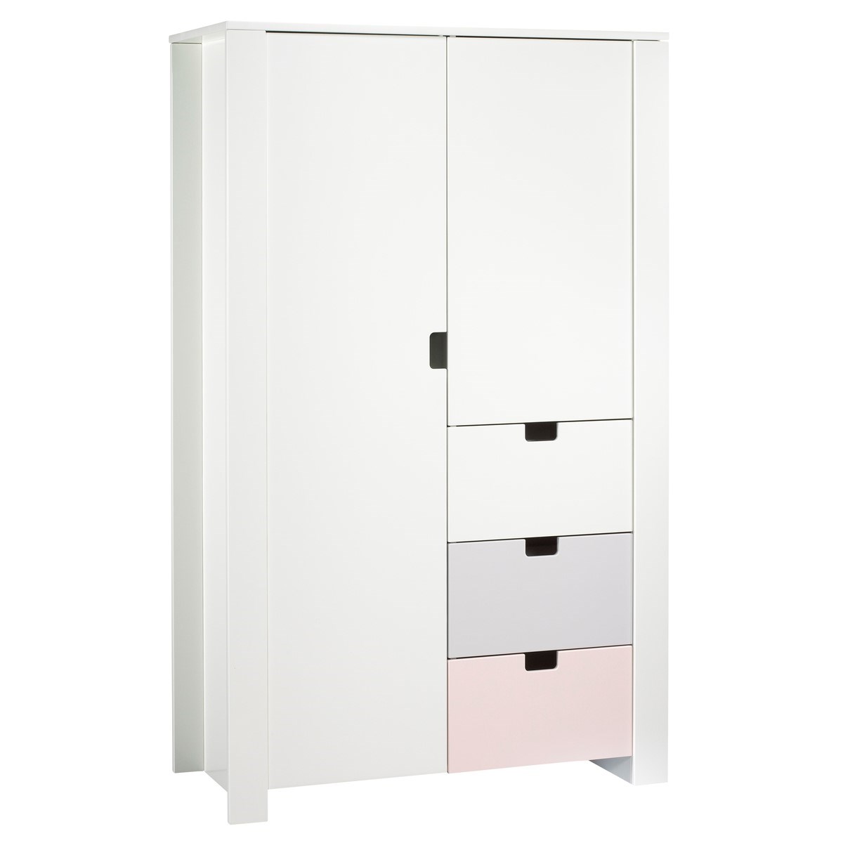 Armoire 2 portes 3 tiroirs en bois blanc Armoire 2 portes 3 tiroirs en bois blanc