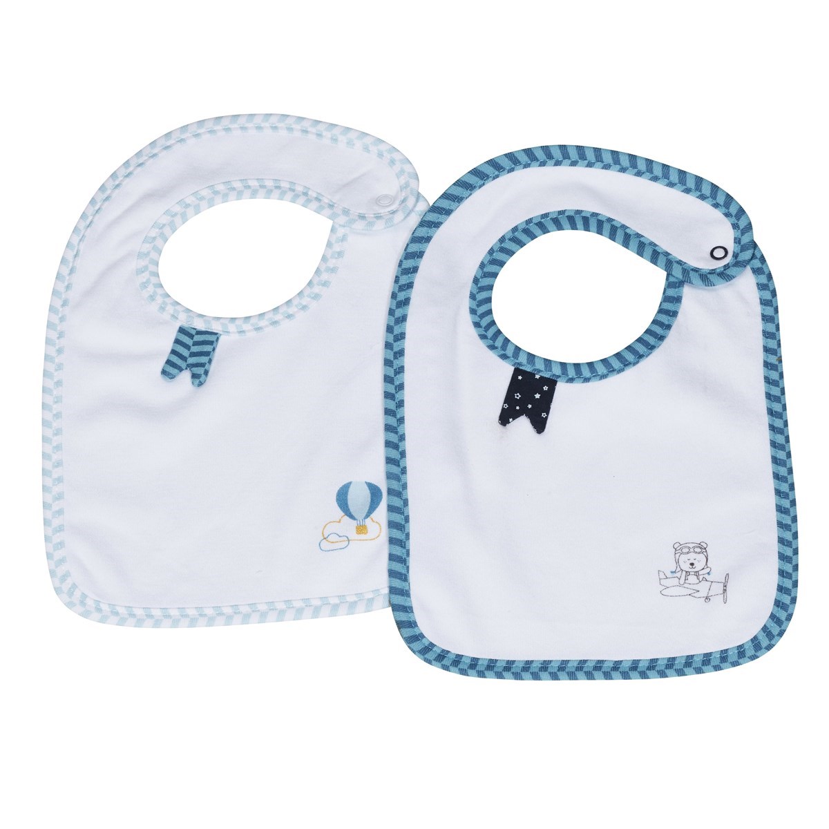 Lot de 2 bavoirs en coton blanc Lot de 2 bavoirs en coton blanc