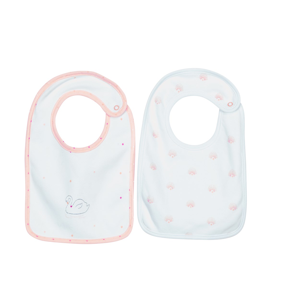 Lot de 2 bavoirs en coton blanc Lot de 2 bavoirs en coton blanc
