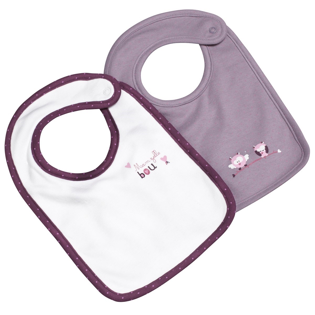 Lot de 2 bavoirs en coton rose Lot de 2 bavoirs en coton rose