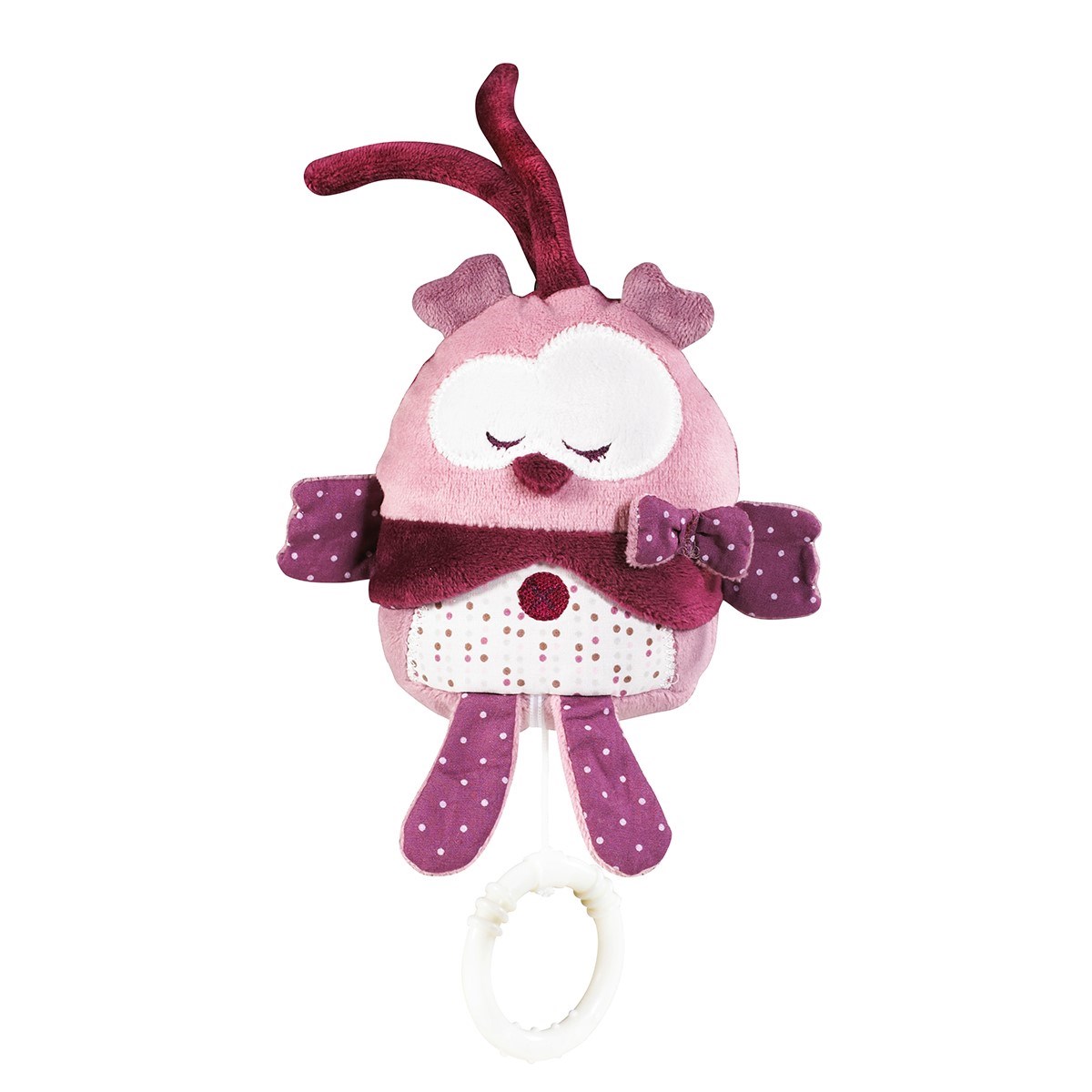 Peluche mini musical en velours rose