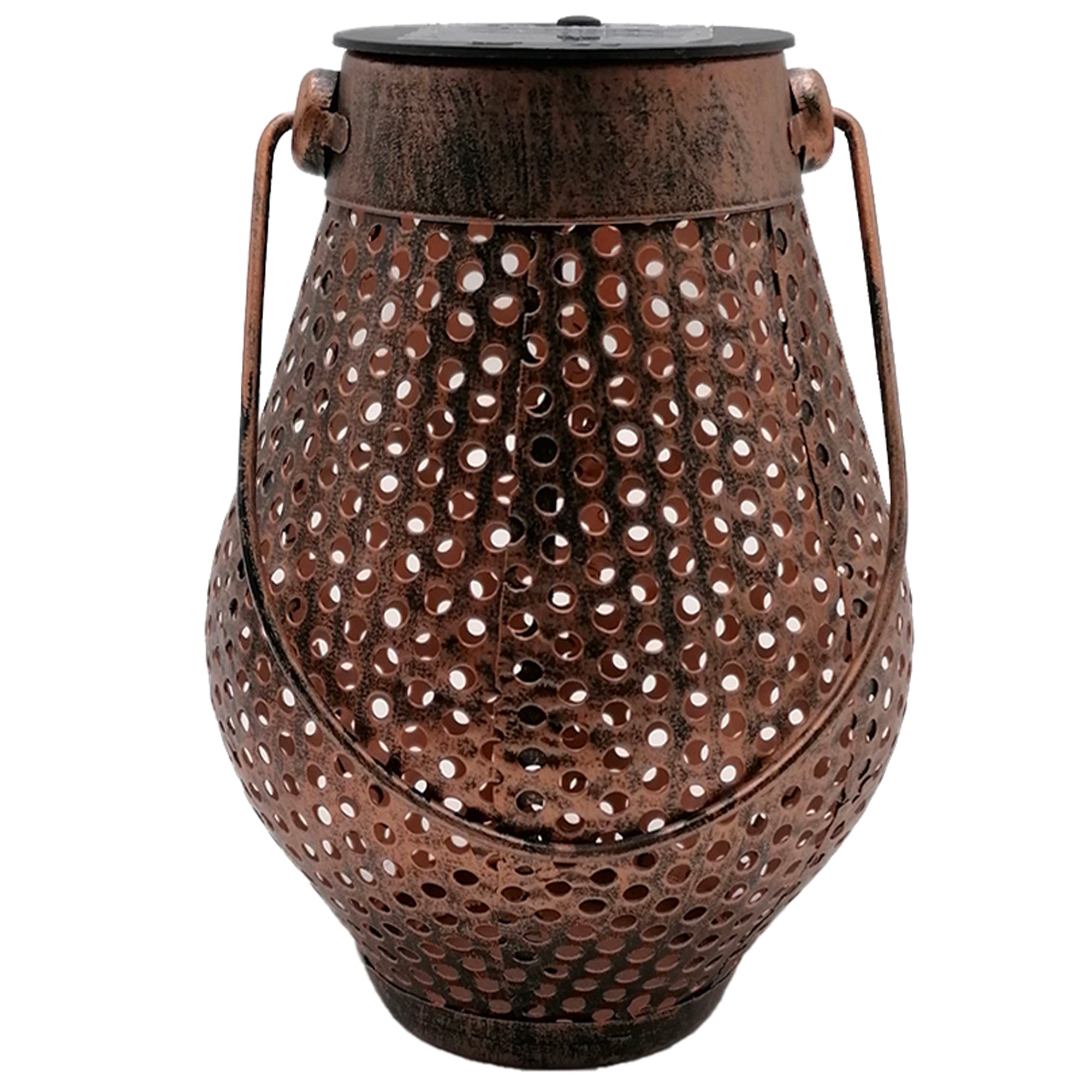 Lanterne solaire jeu de lumière métal cuivre H17cm Lanterne solaire jeu de lumière métal cuivre H17cm