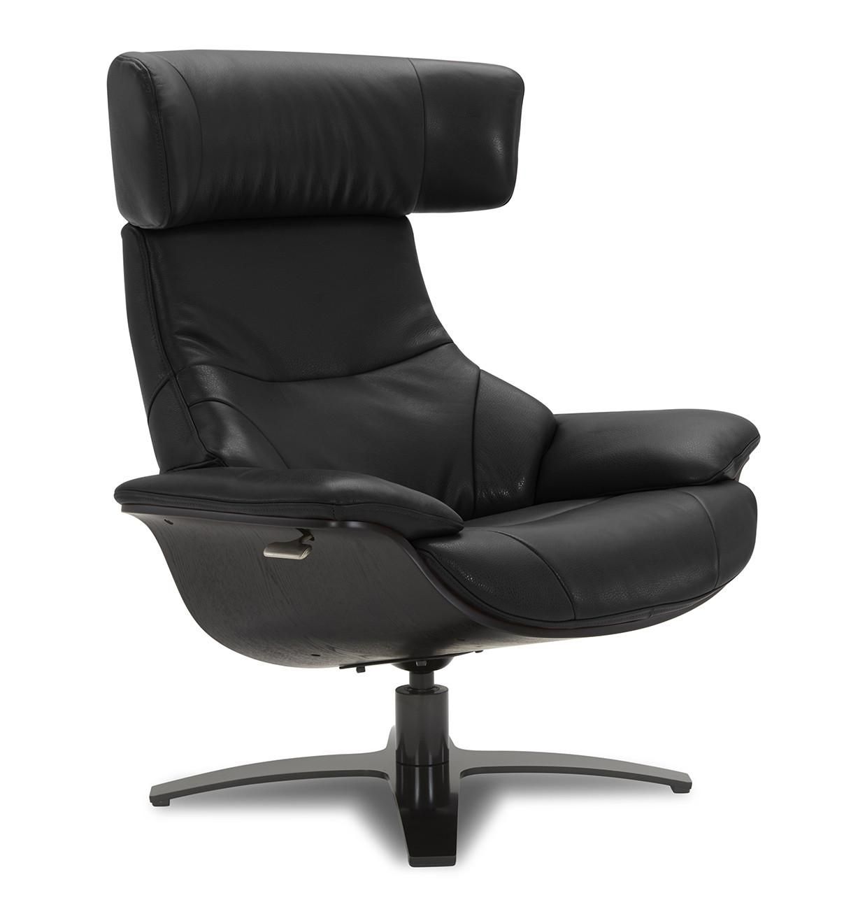 Fauteuil relax cuir noir et chêne noir
