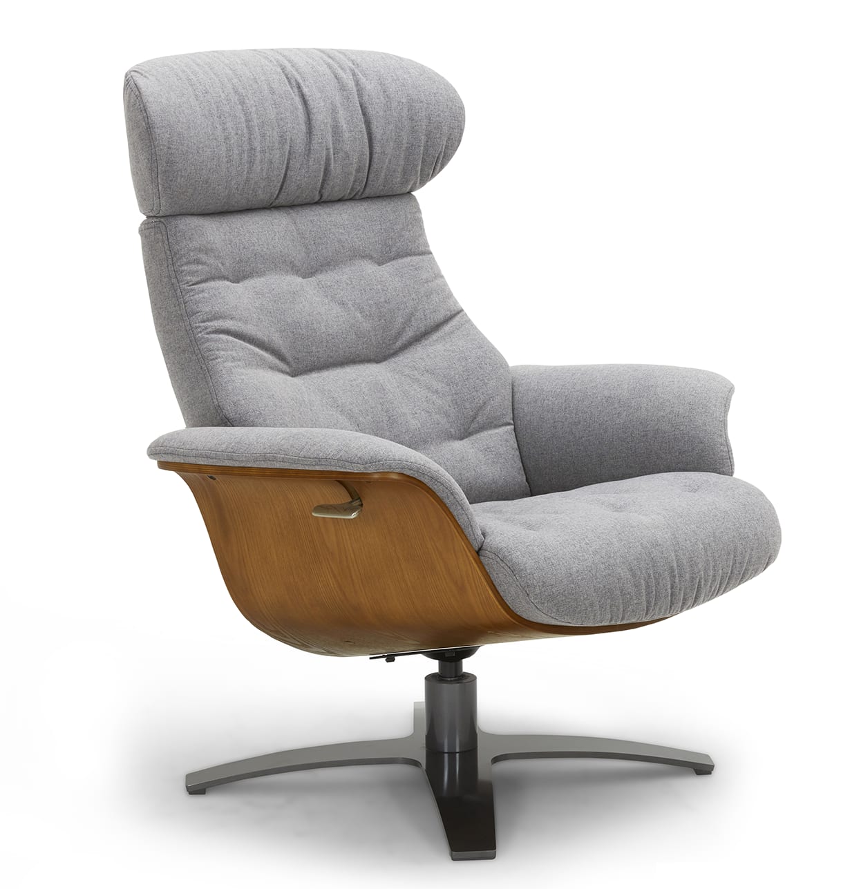 Fauteuil relax manuel et tissus graphite et chêne naturel