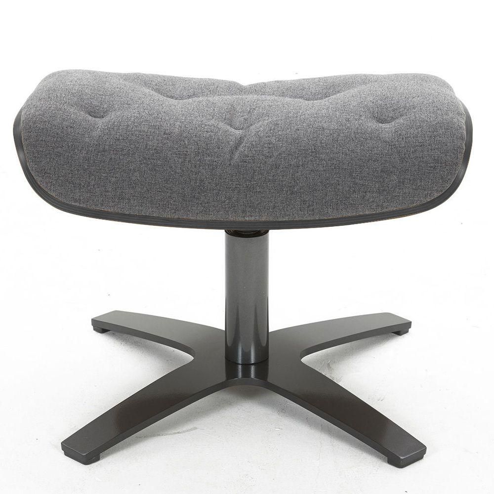 Pouf en tissu graphite et chêne noir